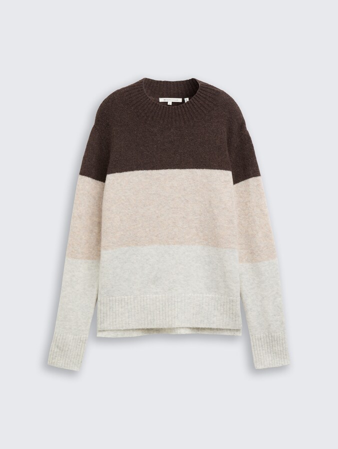 Strickpullover mit Colour Blocking von Denim Female, brown camel colorblock
