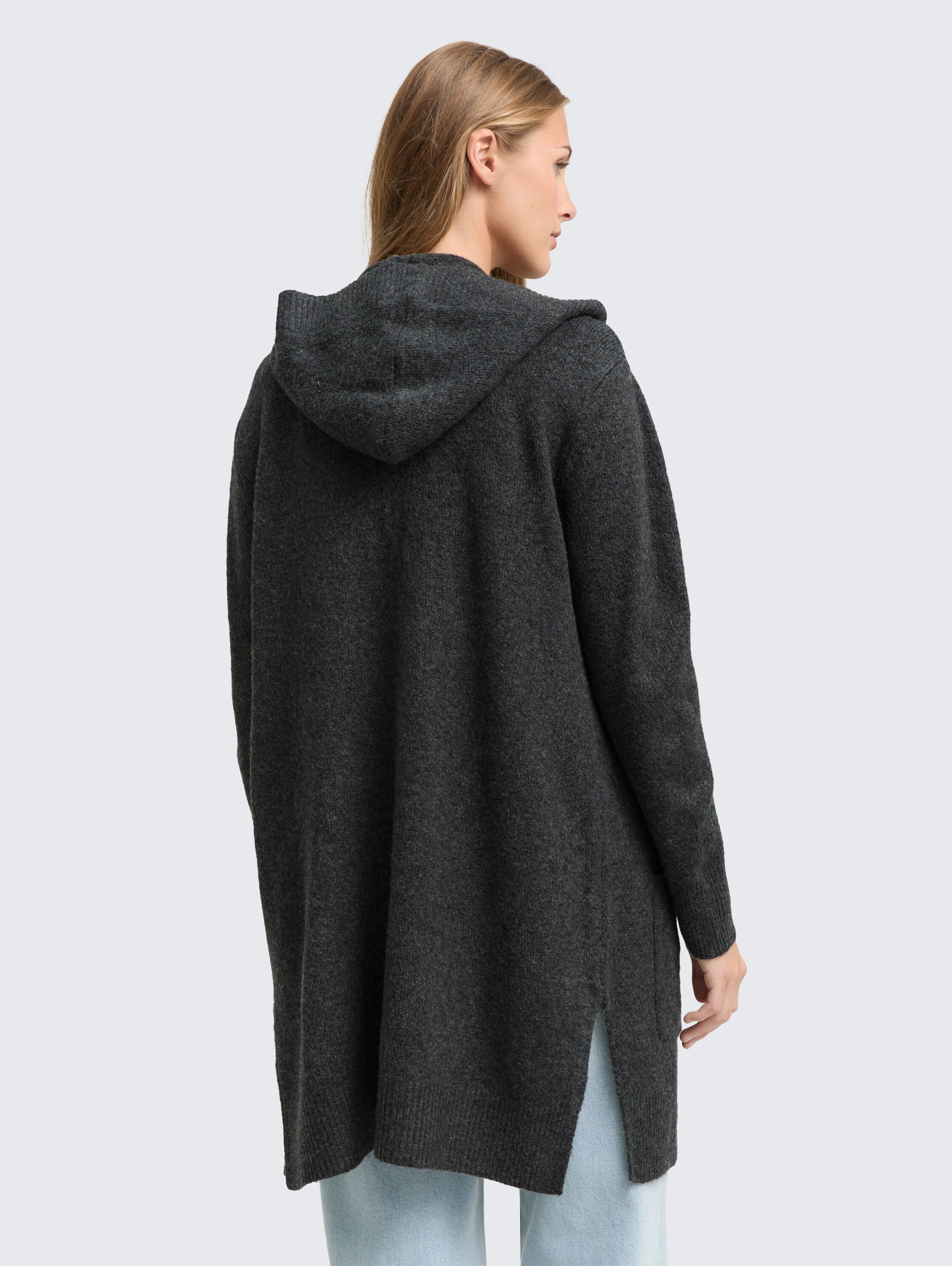 Cardigan with hood - shale_grey_melange - 