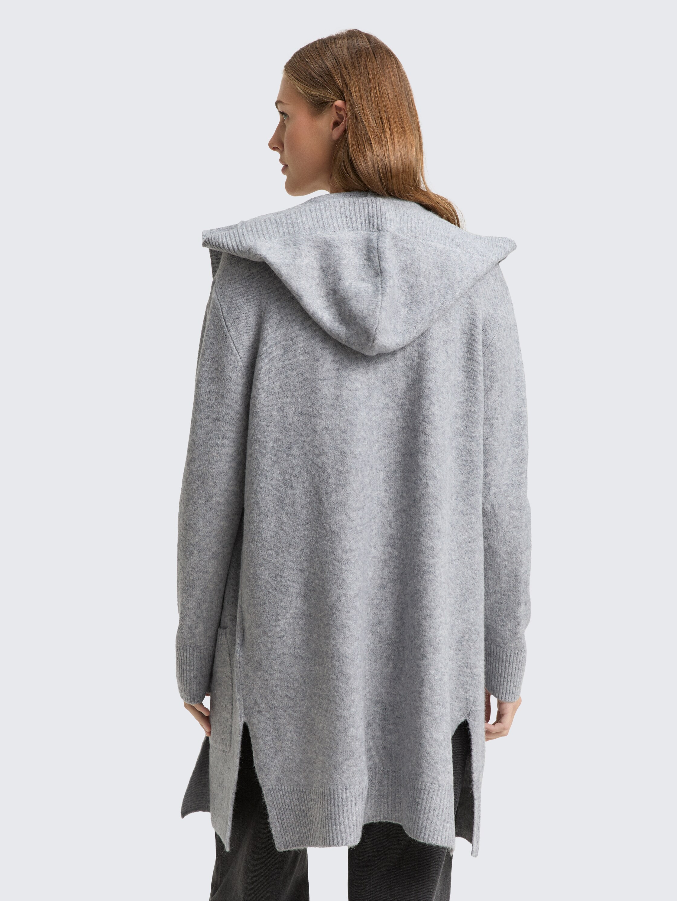 Cardigan with hood - cement_grey_mlange - 