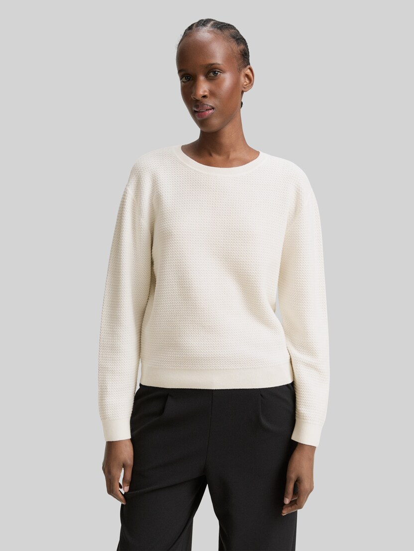 Gebreide trui met ronde hals door Denim Female, off white