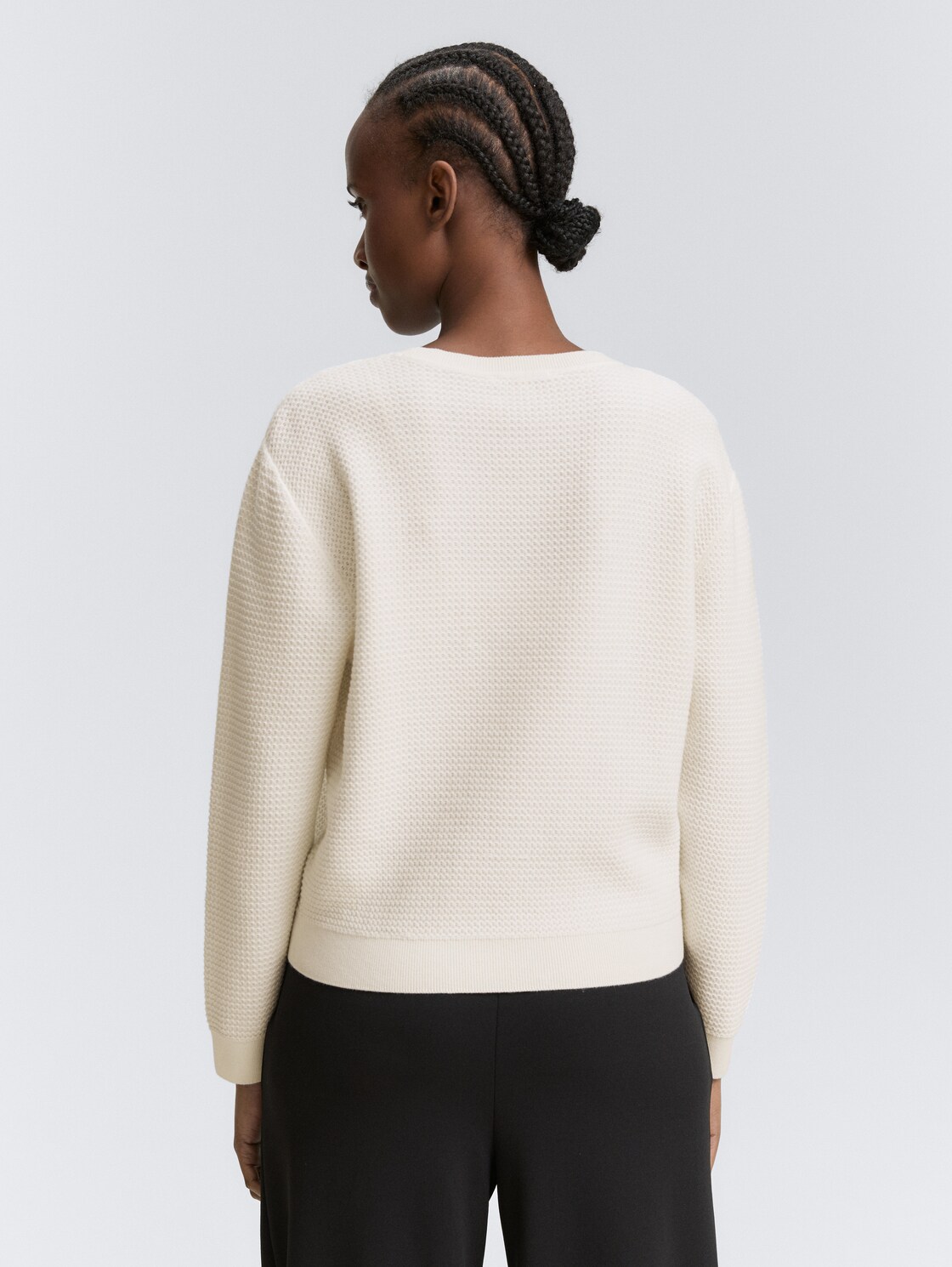 Strickpullover mit Rundhalsausschnitt - off white