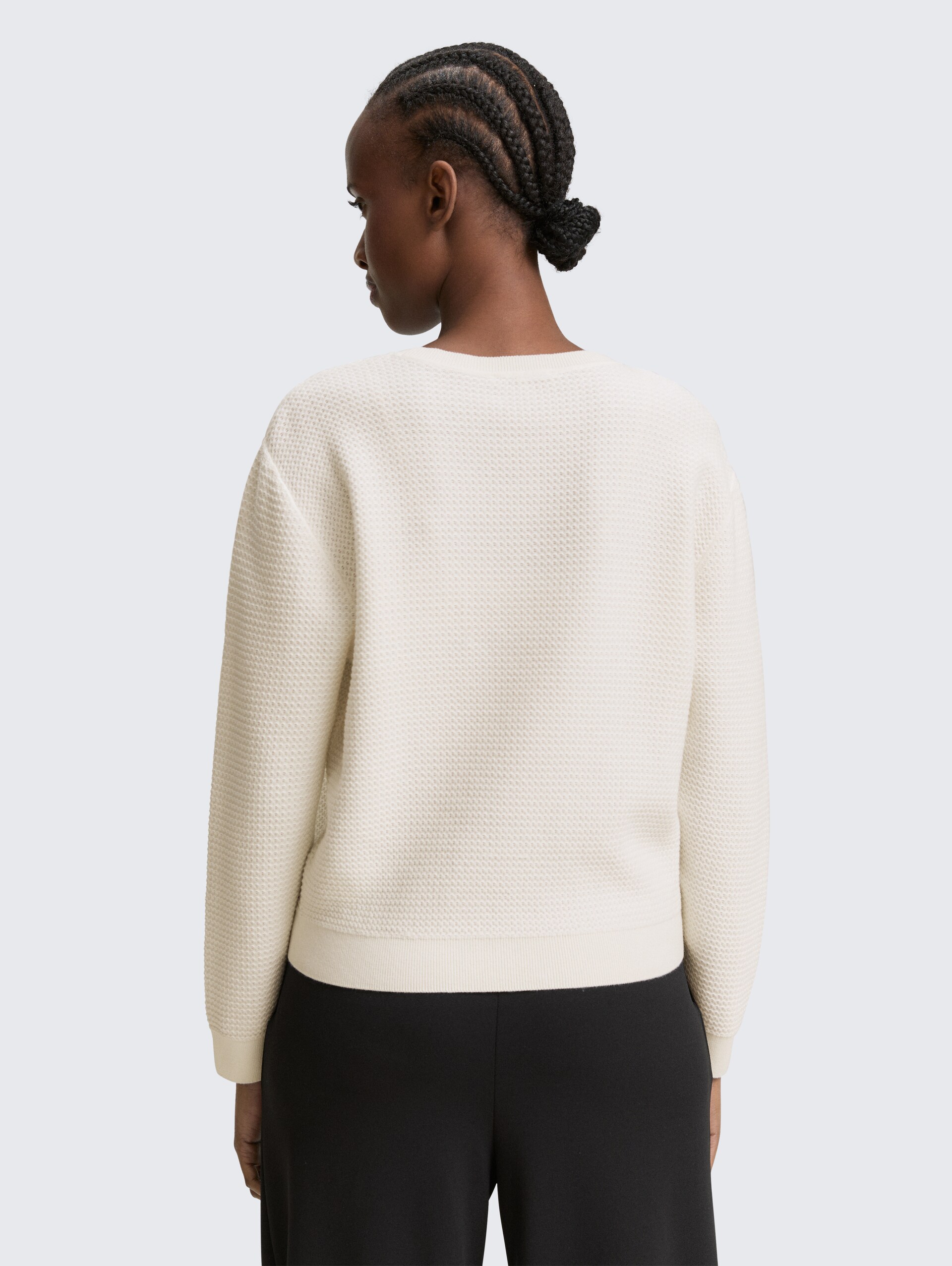 Strickpullover mit Rundhalsausschnitt - off white