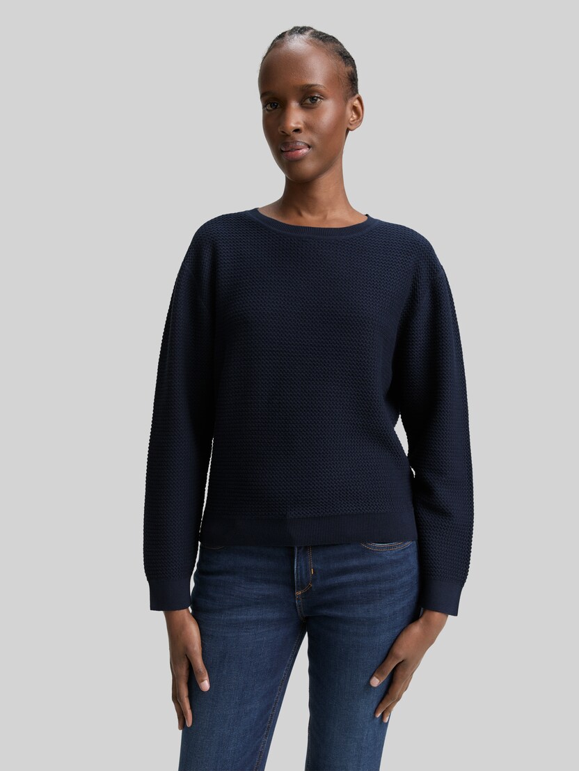 Gebreide trui met ronde hals door Denim Female, sky captain blue