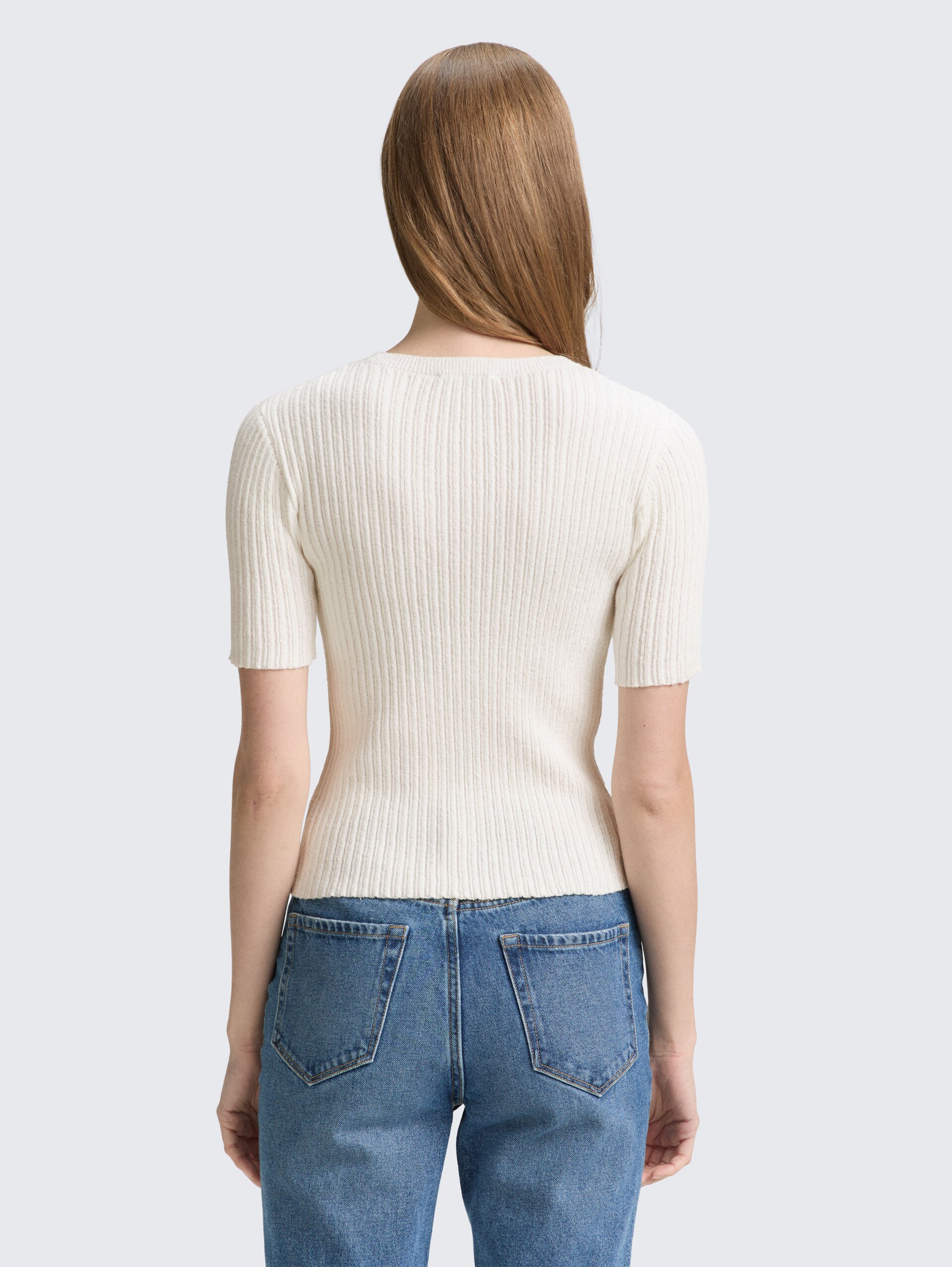 Knitted jumper with ribbed texture - off white