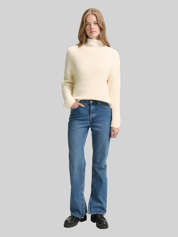 Pull-over en maille Relaxed Fit par Denim Female, off white