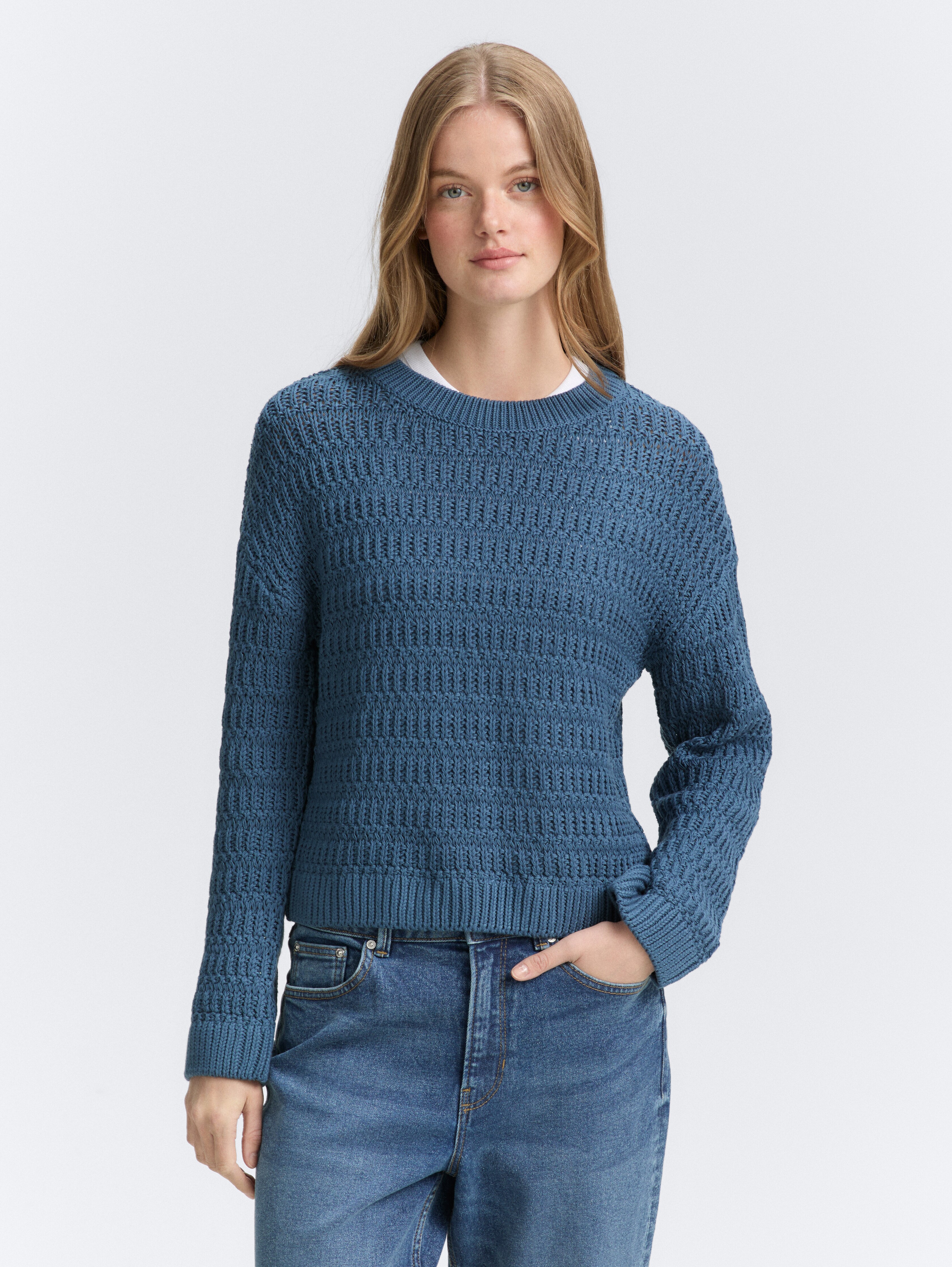 Relaxed Fit Strickpullover von Denim Female, dusty denim blue