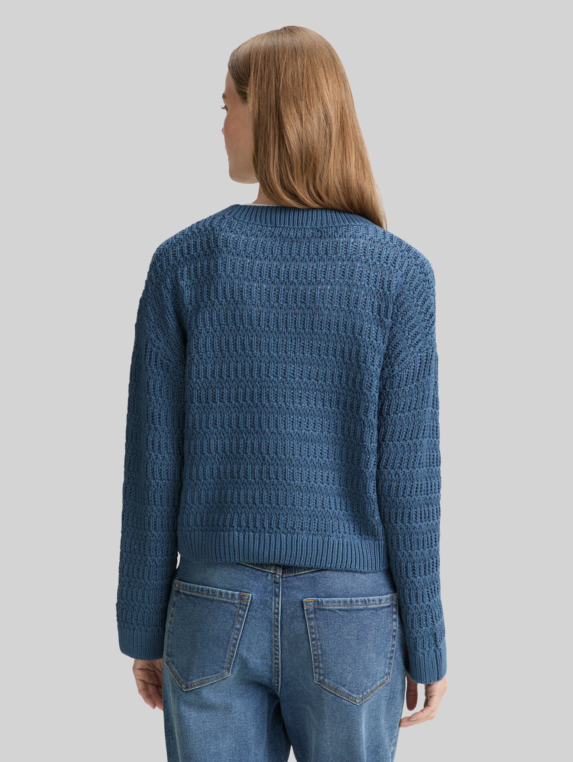 Relaxed fit knitted jumper - dusty denim blue