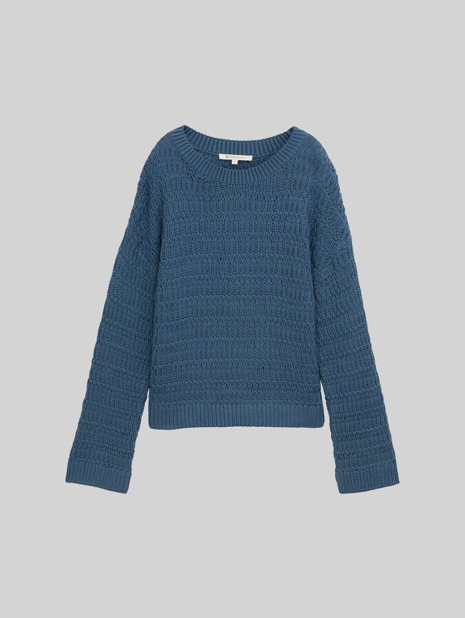 Relaxed-fit knitted jumper by Denim Female, dusty denim blue