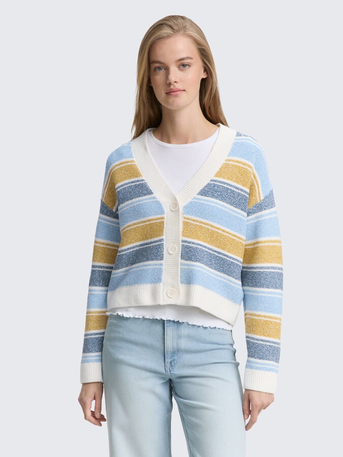 Relaxed vest met gestreept patroon door Denim Female, blue yellow stripe