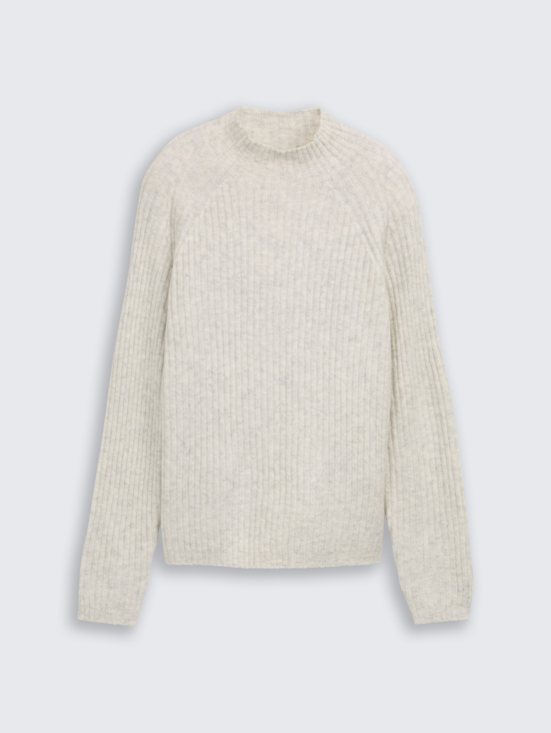 Relaxed Fit Strickpullover mit Stehkragen - Marble Beige Melange