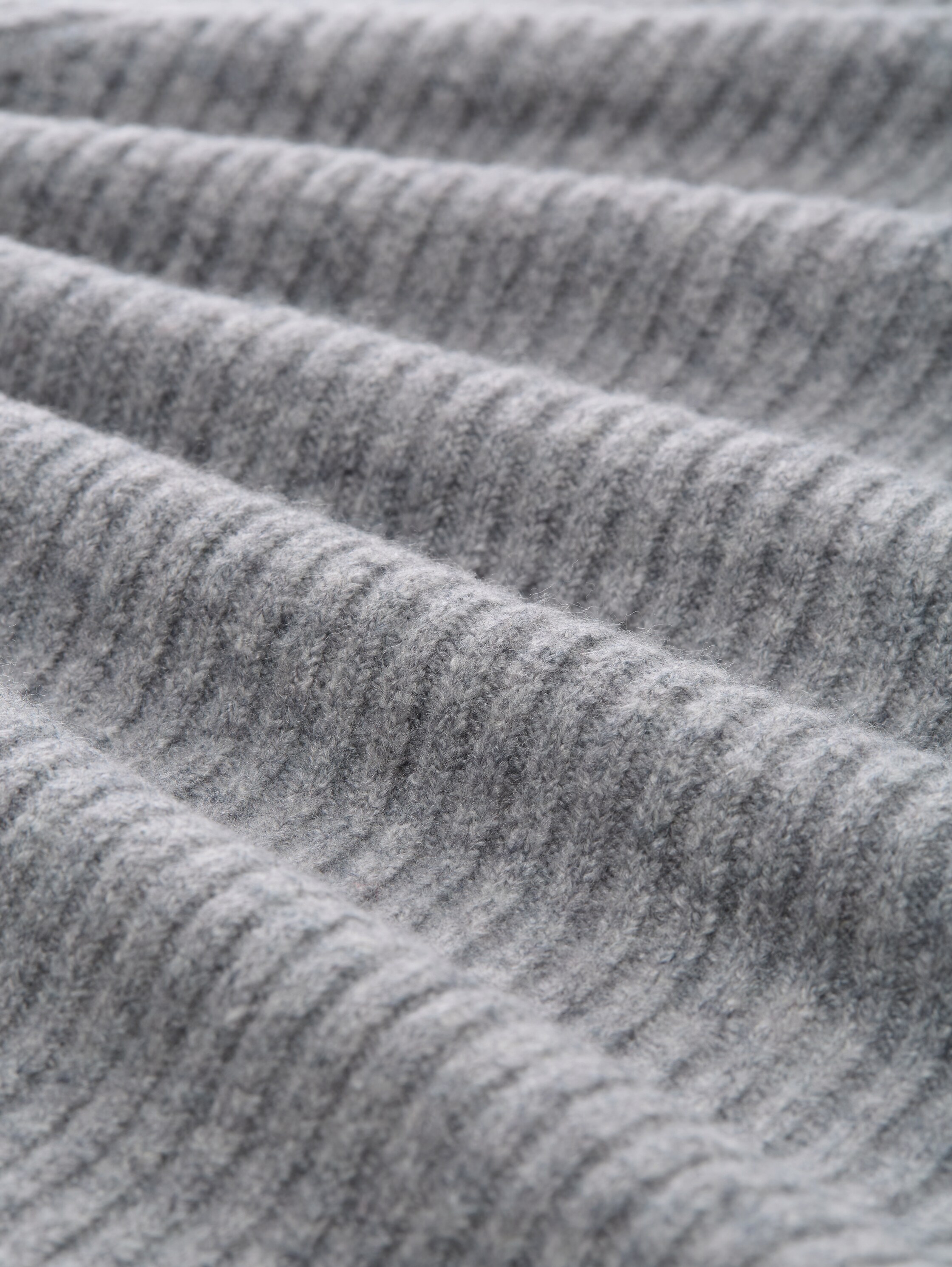 Relaxed fit knitted jumper with stand-up collar - cement_grey_mlange - 