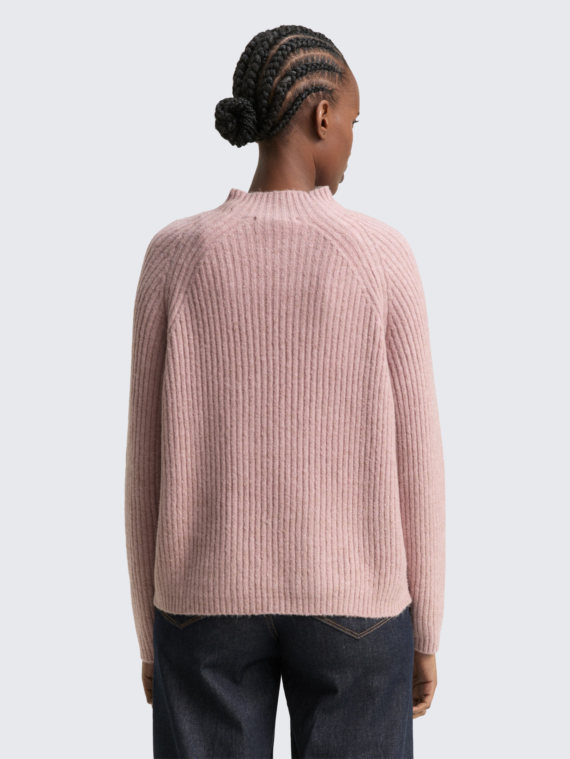 Relaxed Fit Strickpullover mit Stehkragen - antique_rose_melange - 