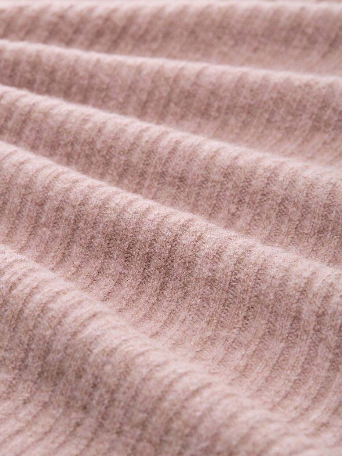 Relaxed Fit Strickpullover mit Stehkragen - Antique Rose Melange - Material-Ansicht