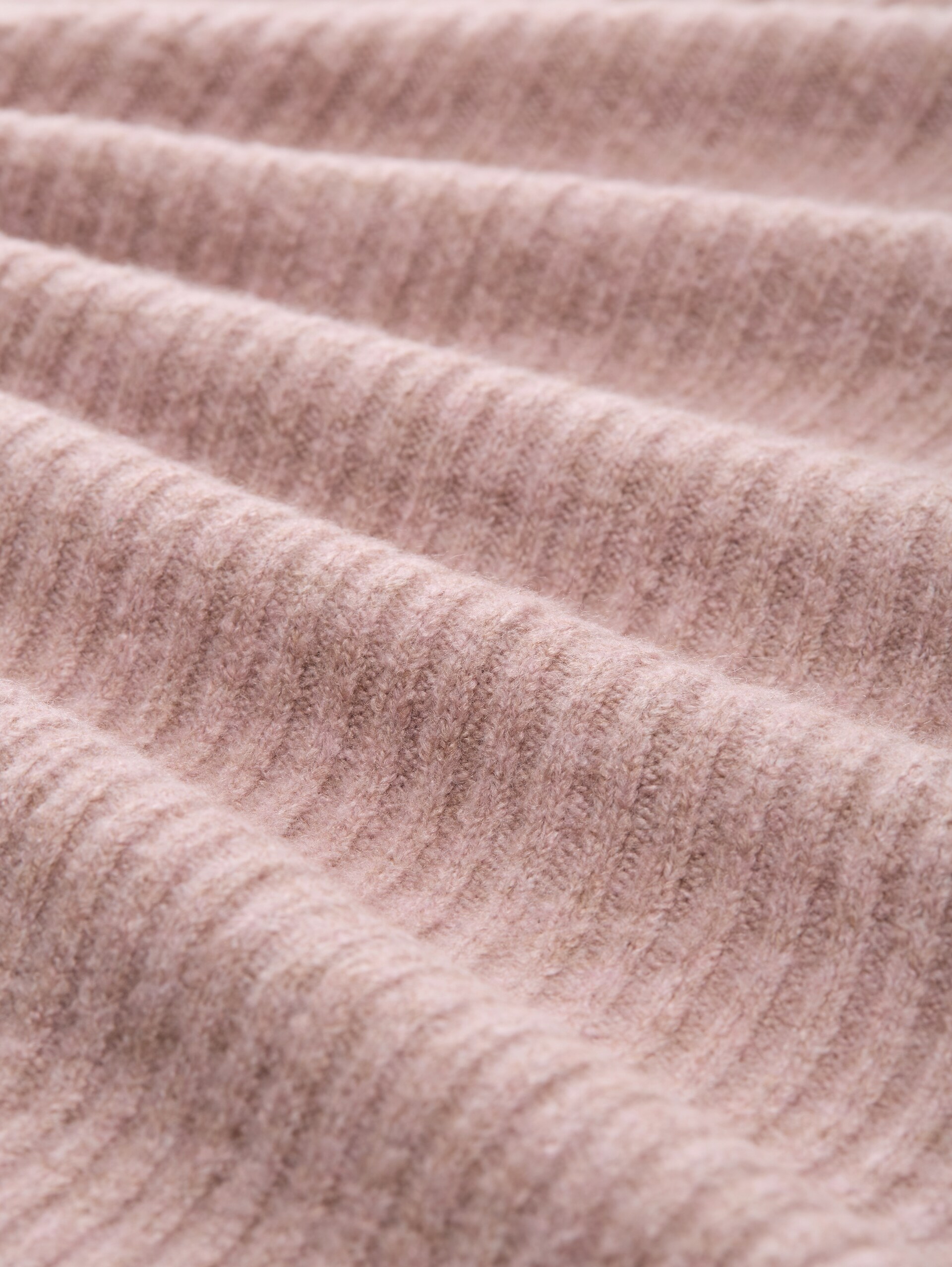 Relaxed Fit Strickpullover mit Stehkragen - Antique Rose Melange - Material-Ansicht