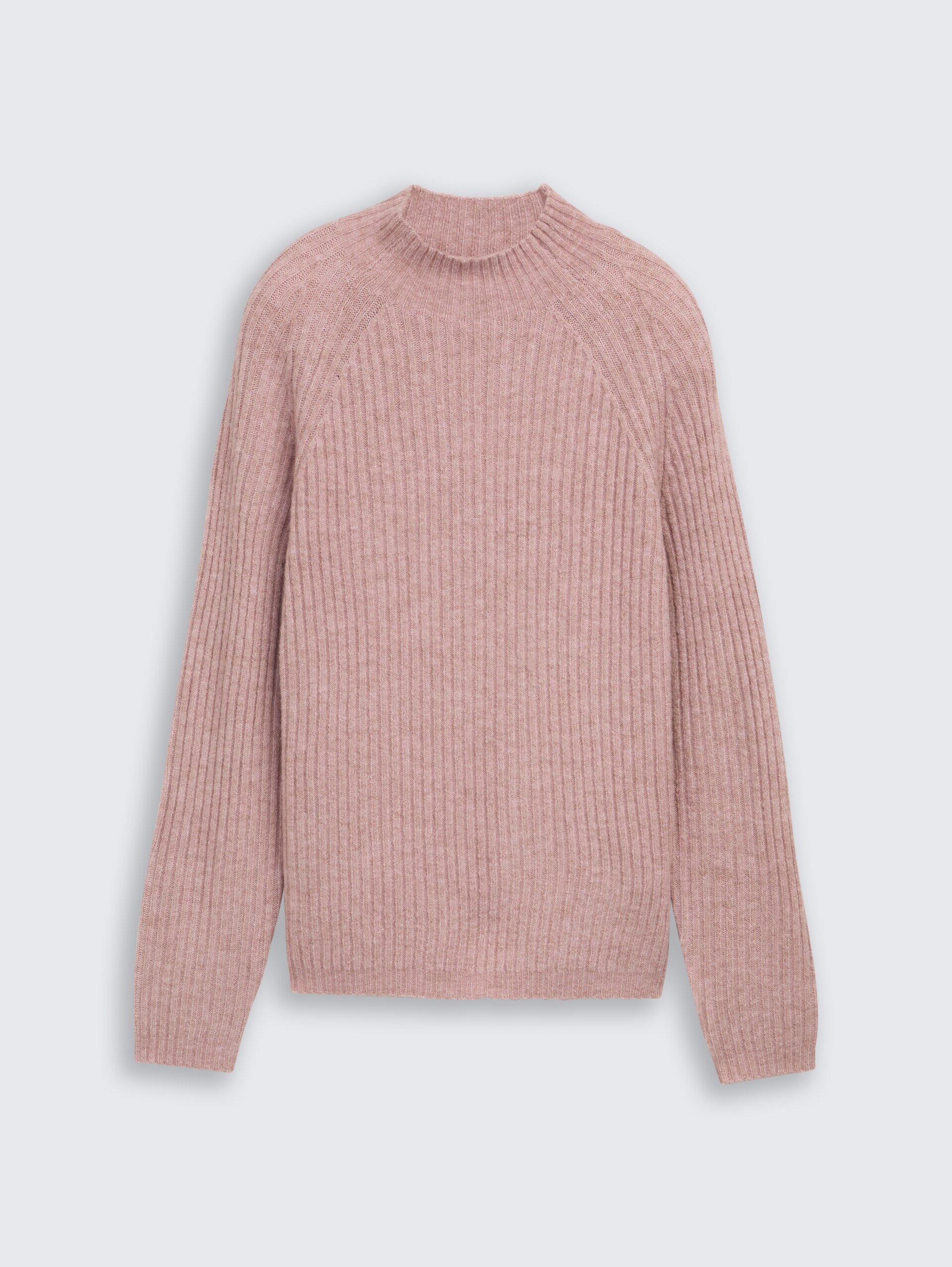 Relaxed Fit Strickpullover mit Stehkragen - Antique Rose Melange