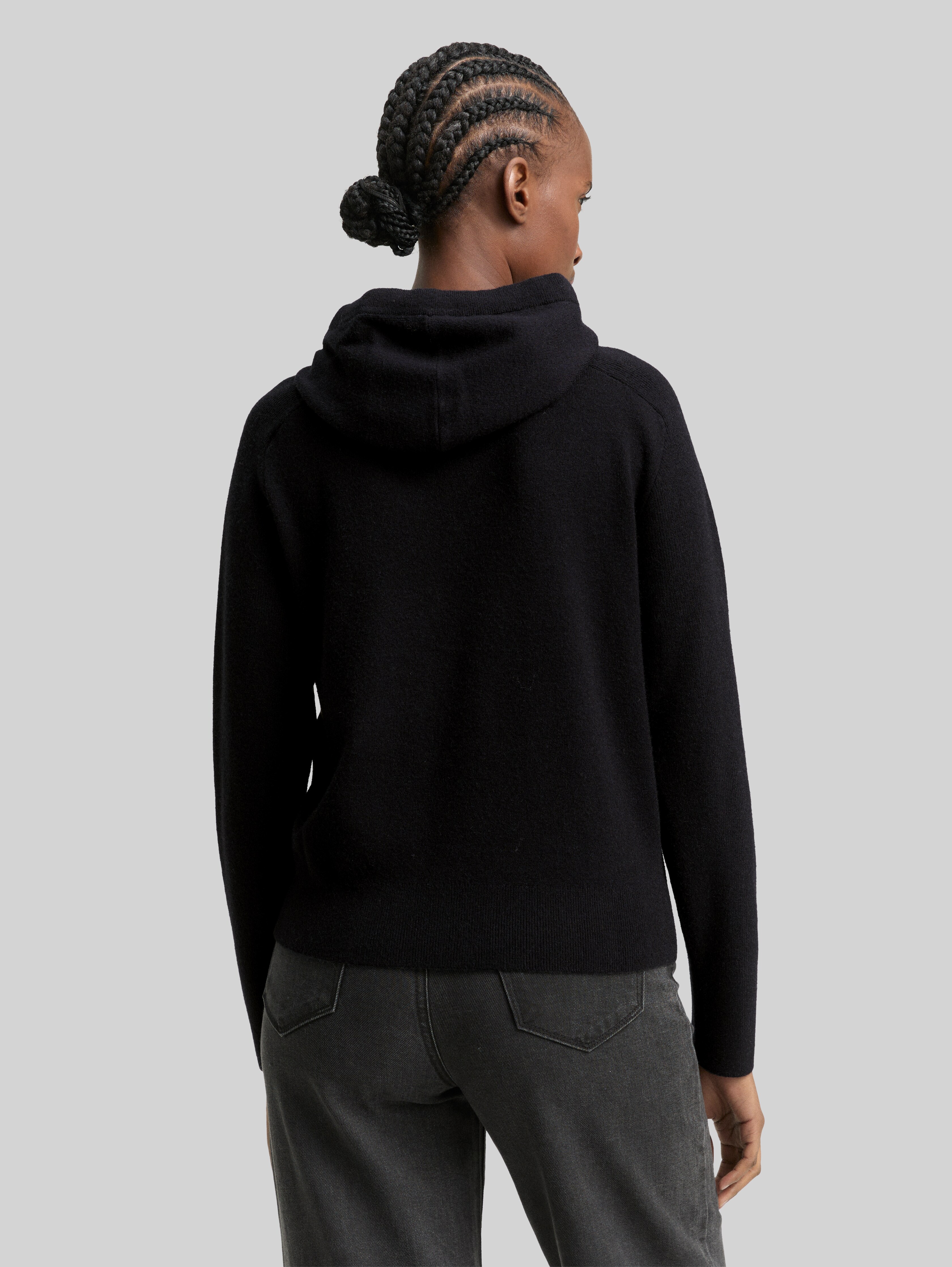 Hoodie knitted jumper with zip in black by Tom Tailor