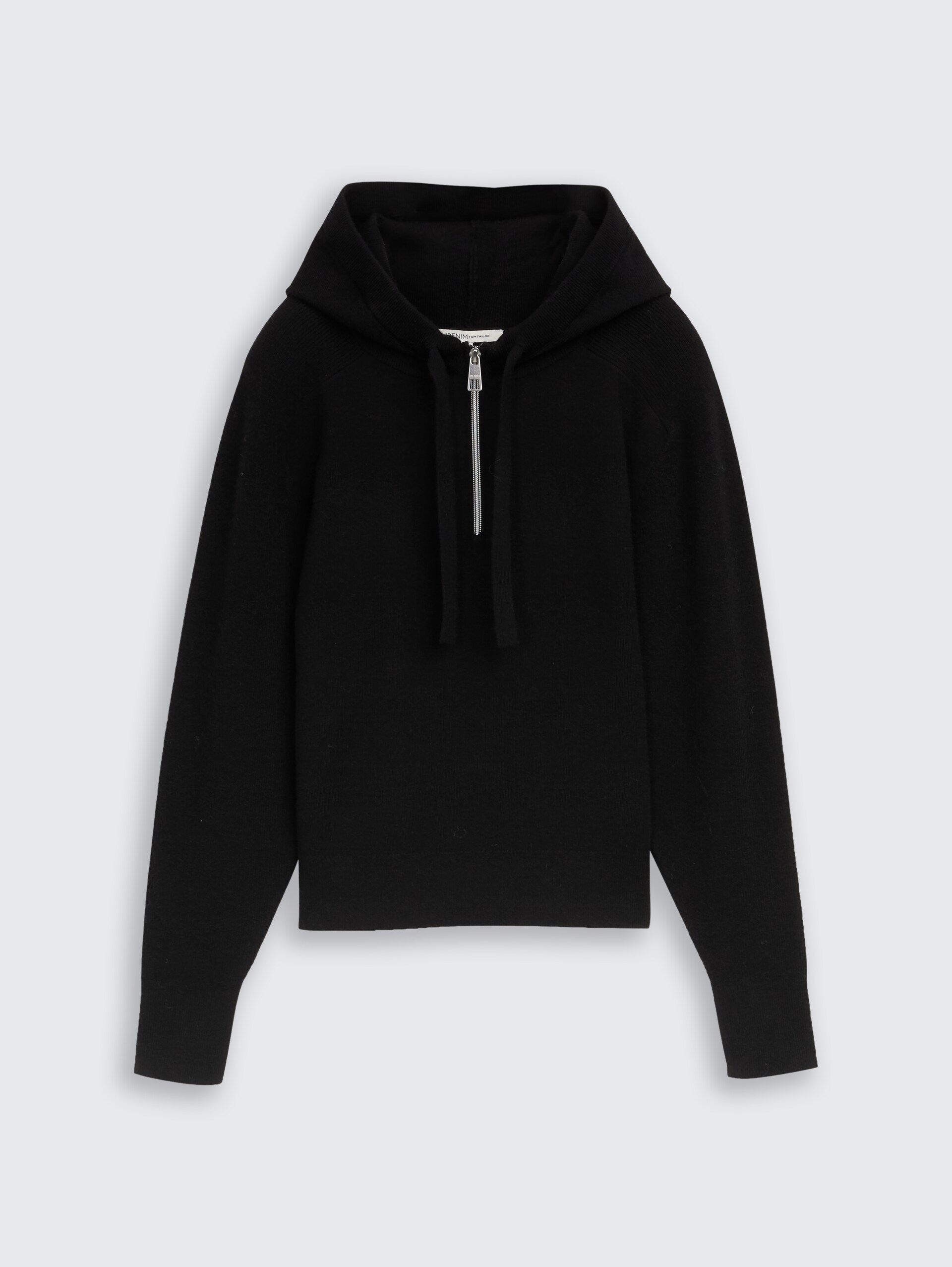 Hoodie Strickpullover mit Reißverschluss - deep black