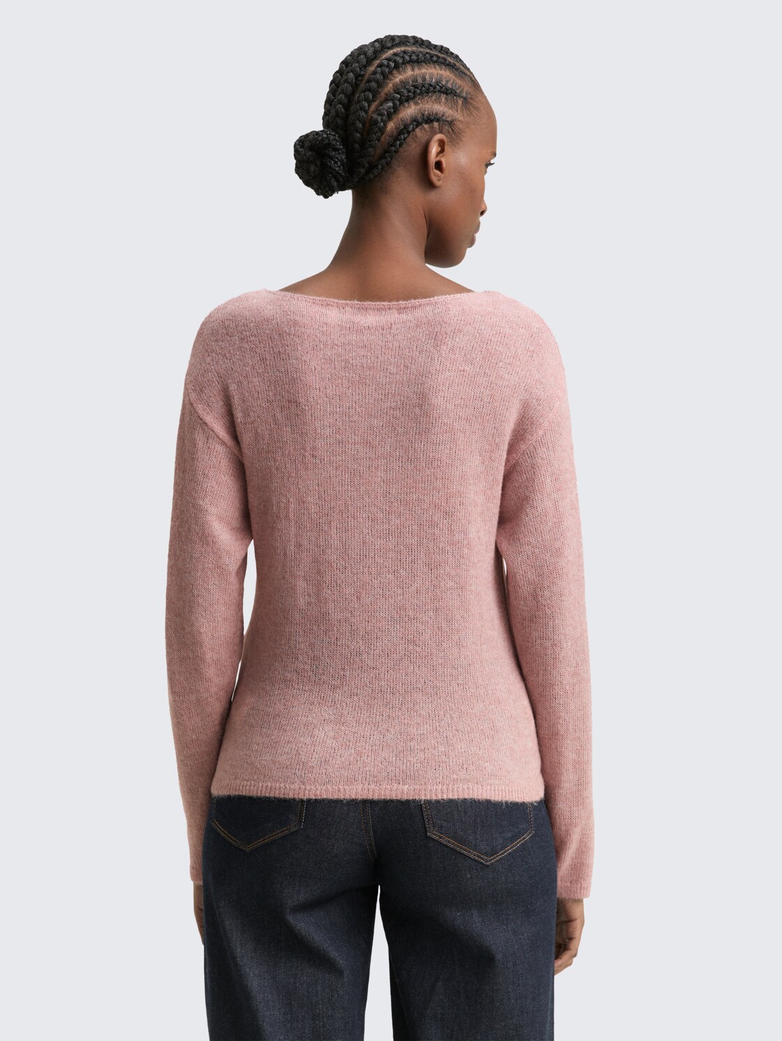 Strickpullover mit U-Boot-Ausschnitt - Antique Rose Melange