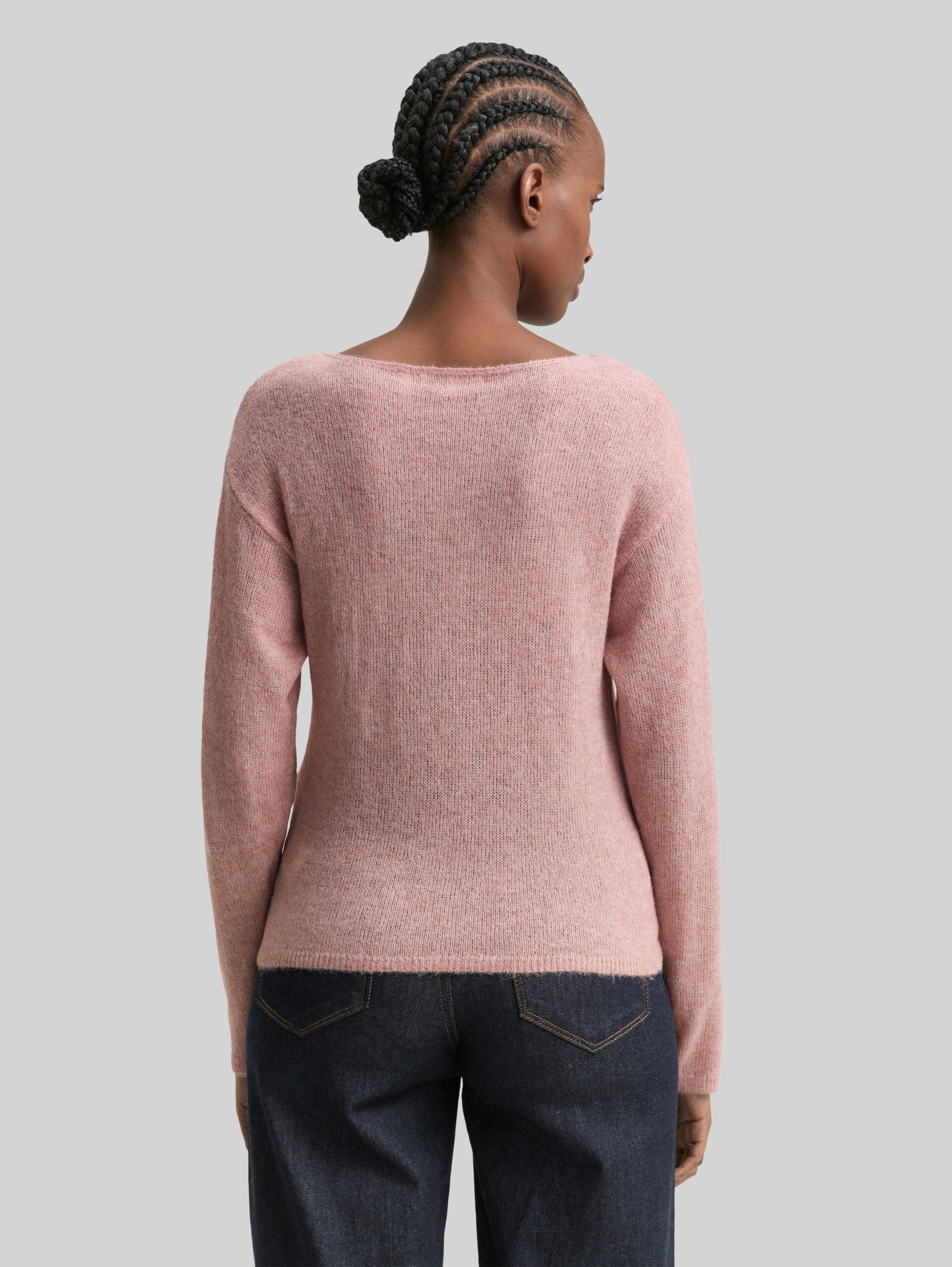 Knitted jumper with boat neckline - Antique Rose Melange