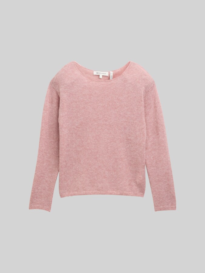 Knitted jumper with boat neckline by Denim Female, Antique Rose Melange