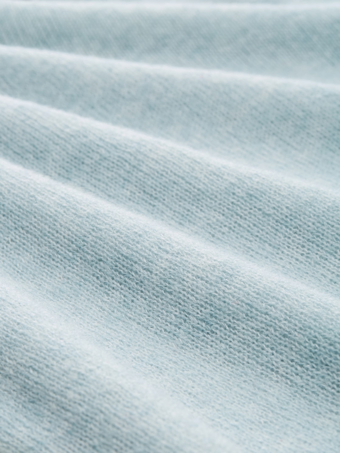 Strickpullover mit U-Boot-Ausschnitt - Silver Cloud Blue Melange - Material-Ansicht