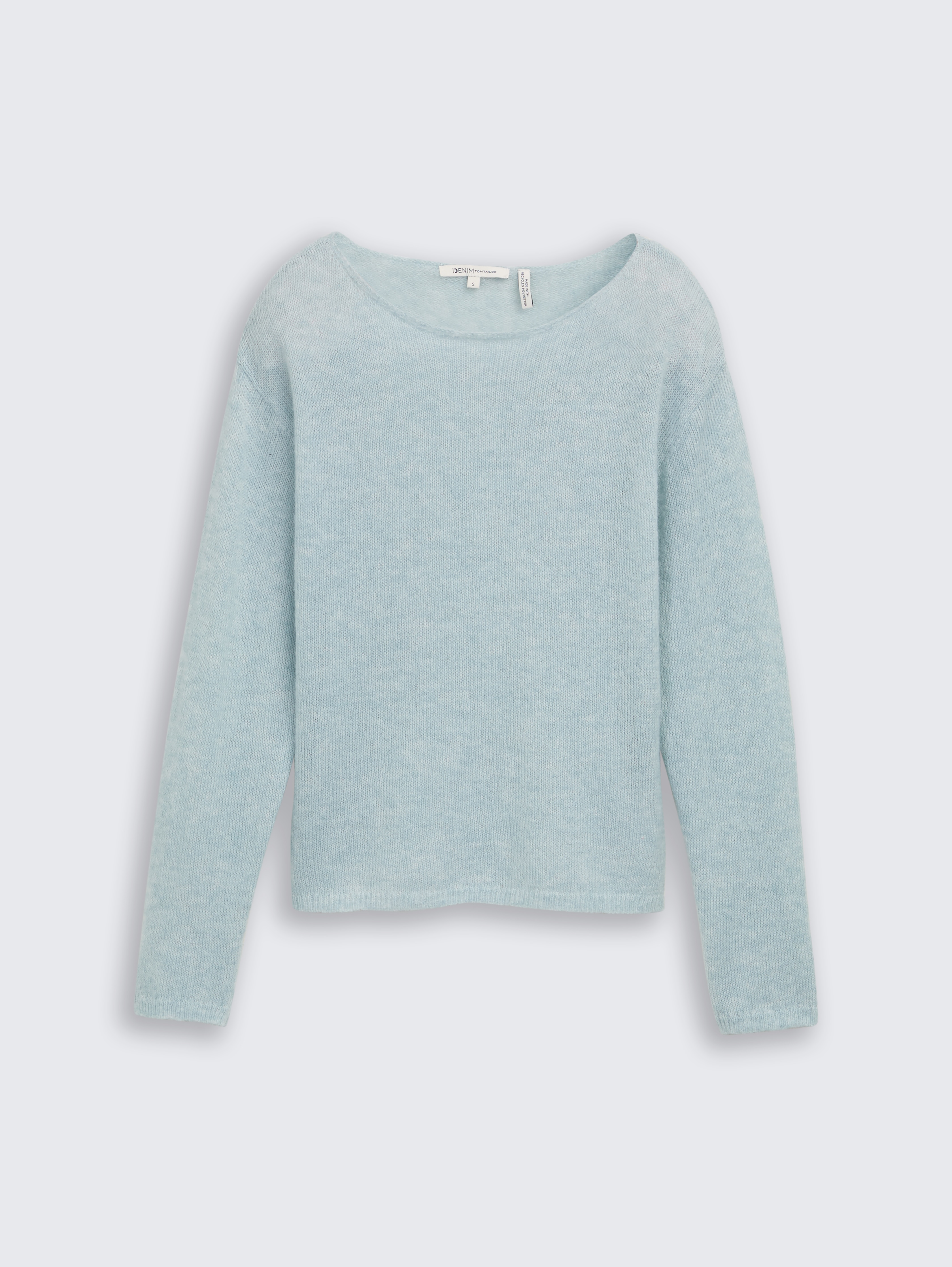Strickpullover mit U-Boot-Ausschnitt von Denim Female, Silver Cloud Blue Melange
