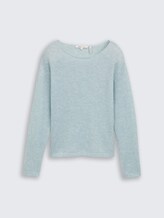 Pull-over en tricot avec encolure en U - Silver Cloud Blue Melange