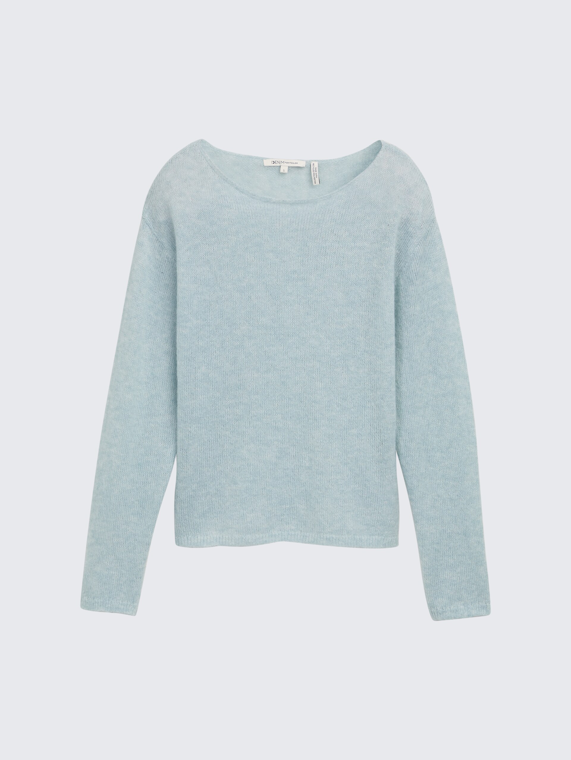Strickpullover mit U-Boot-Ausschnitt - Silver Cloud Blue Melange