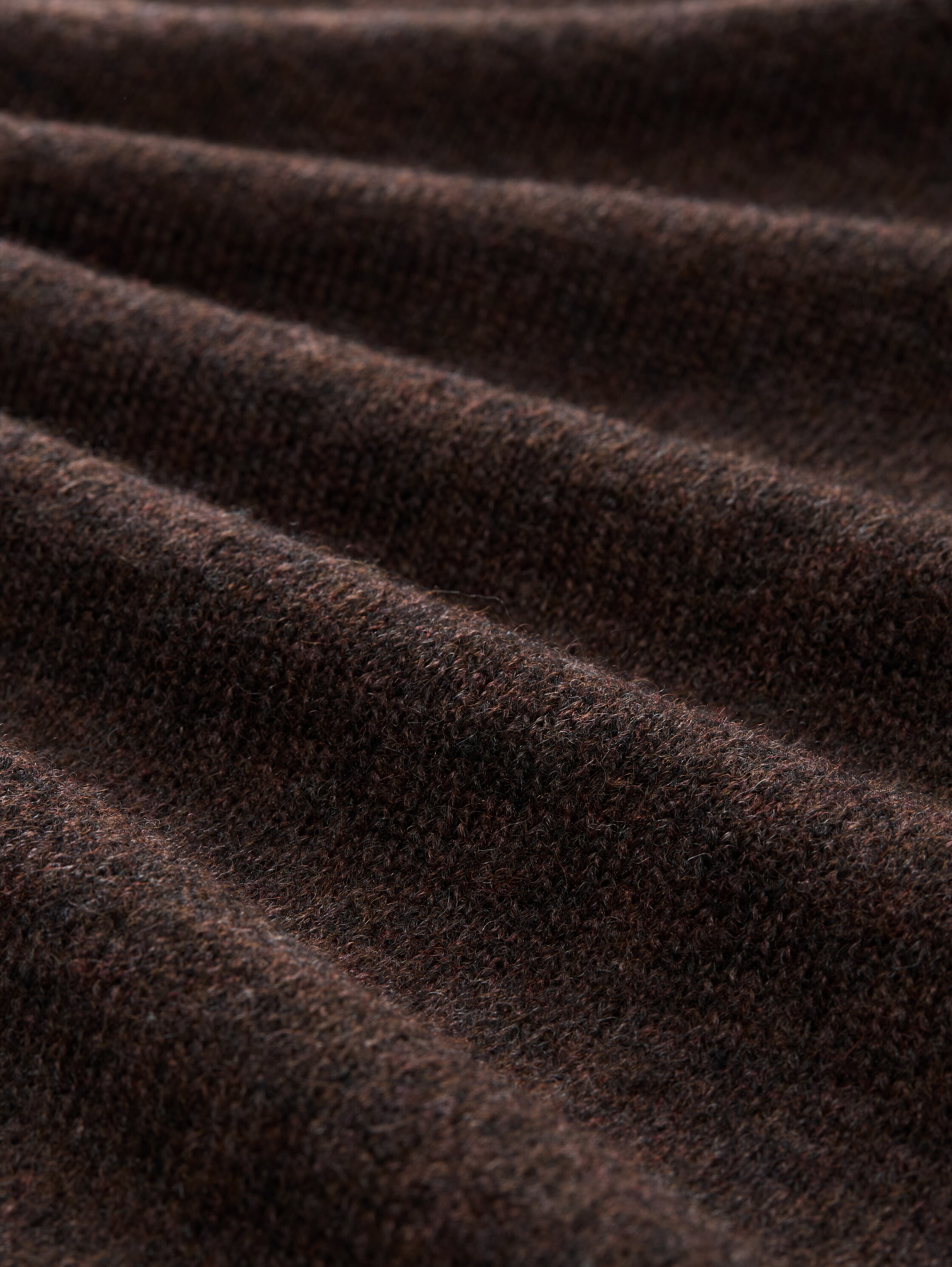 Strickpullover mit U-Boot-Ausschnitt - soft chocolate brown melange - Material-Ansicht