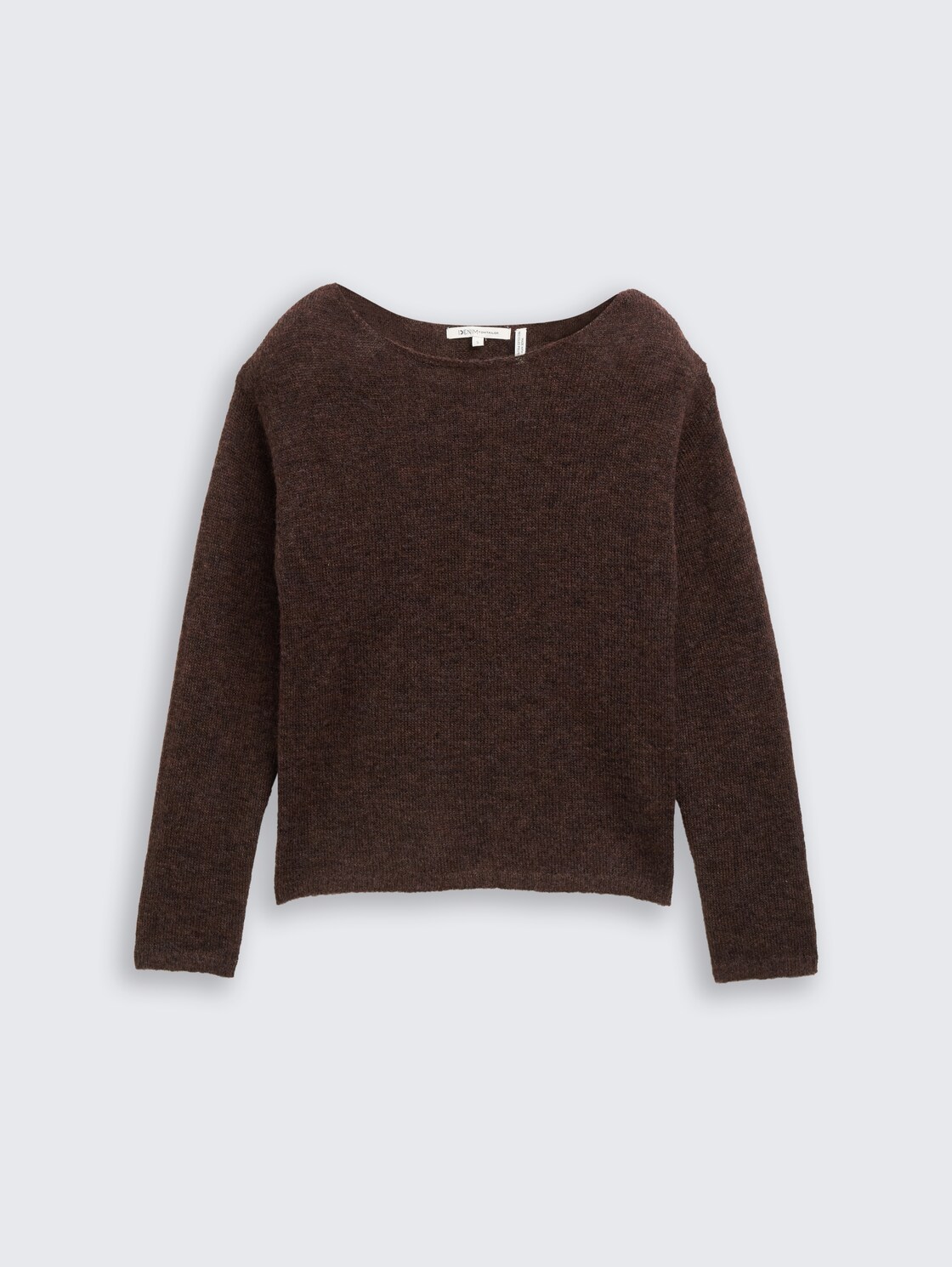 Strickpullover mit U-Boot-Ausschnitt - soft chocolate brown melange