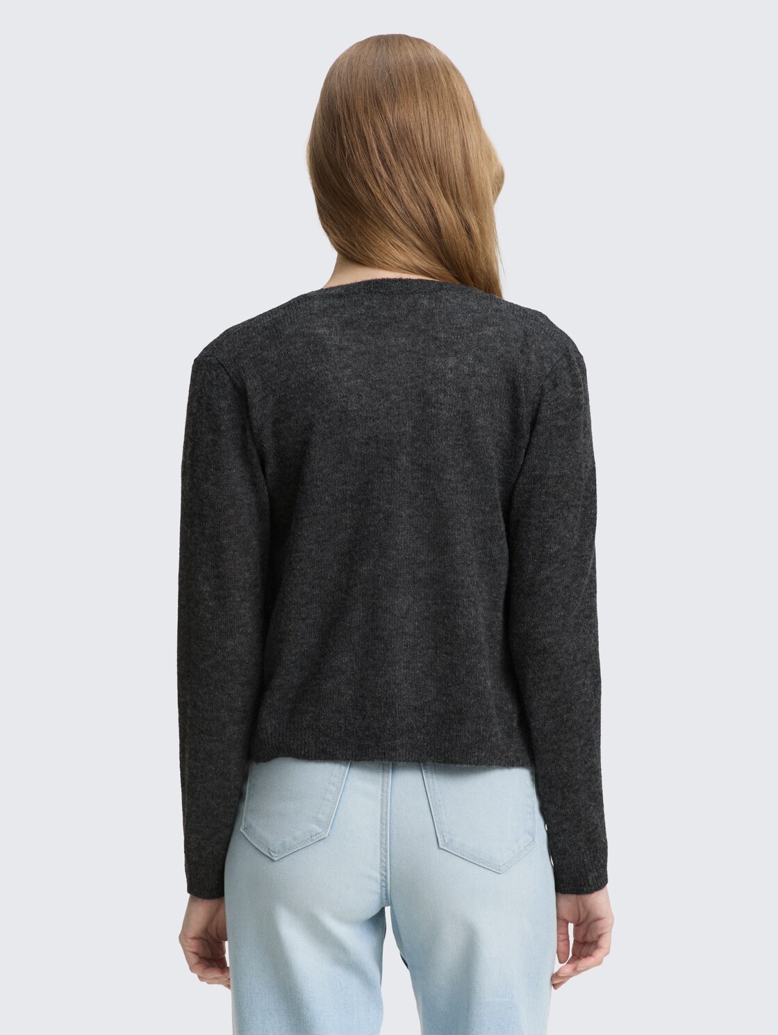 Cardigan mit Rundhalsausschnitt - Shale Grey Melange