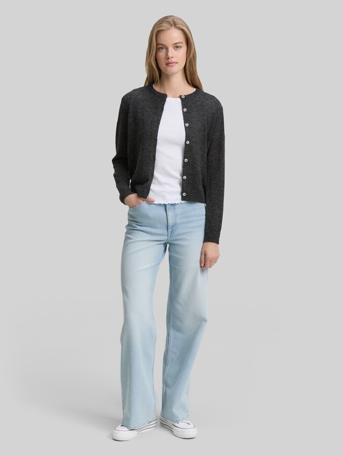Vest met ronde hals door Denim Female, Shale Grey Melange