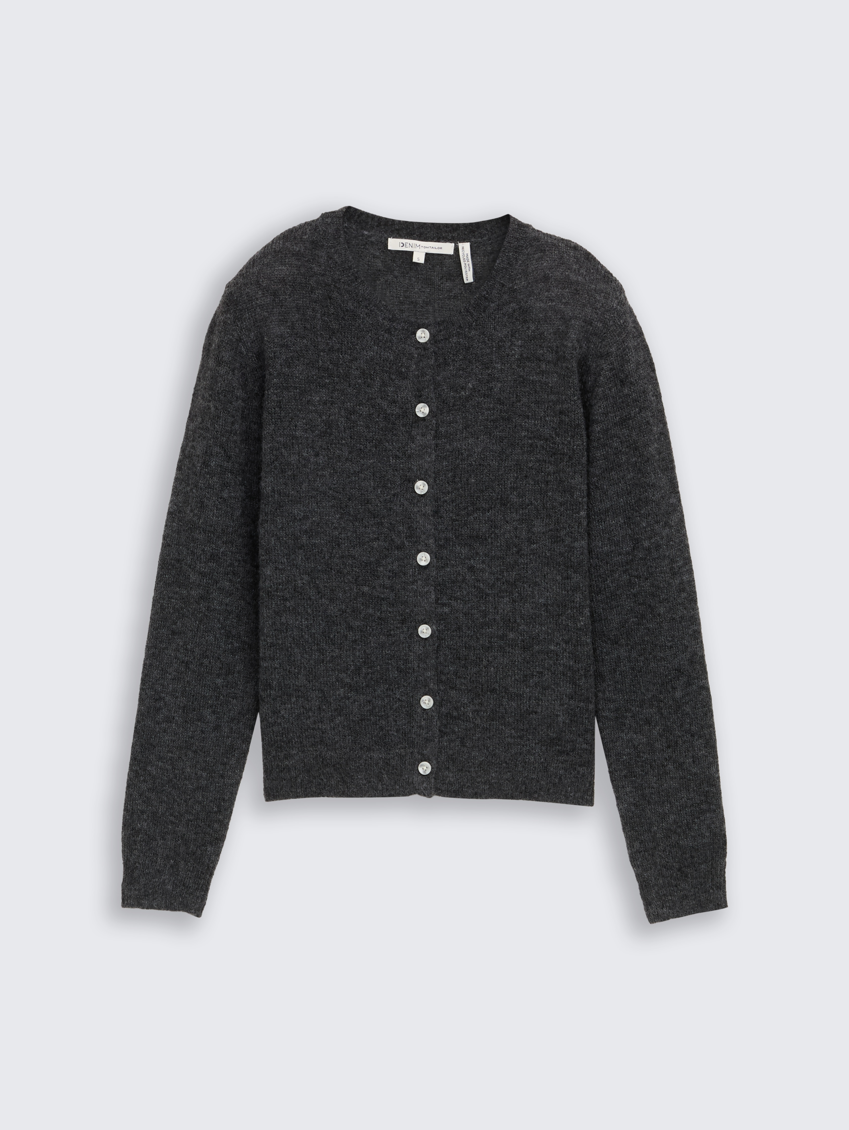 Cardigan mit Rundhalsausschnitt von Denim Female, Shale Grey Melange