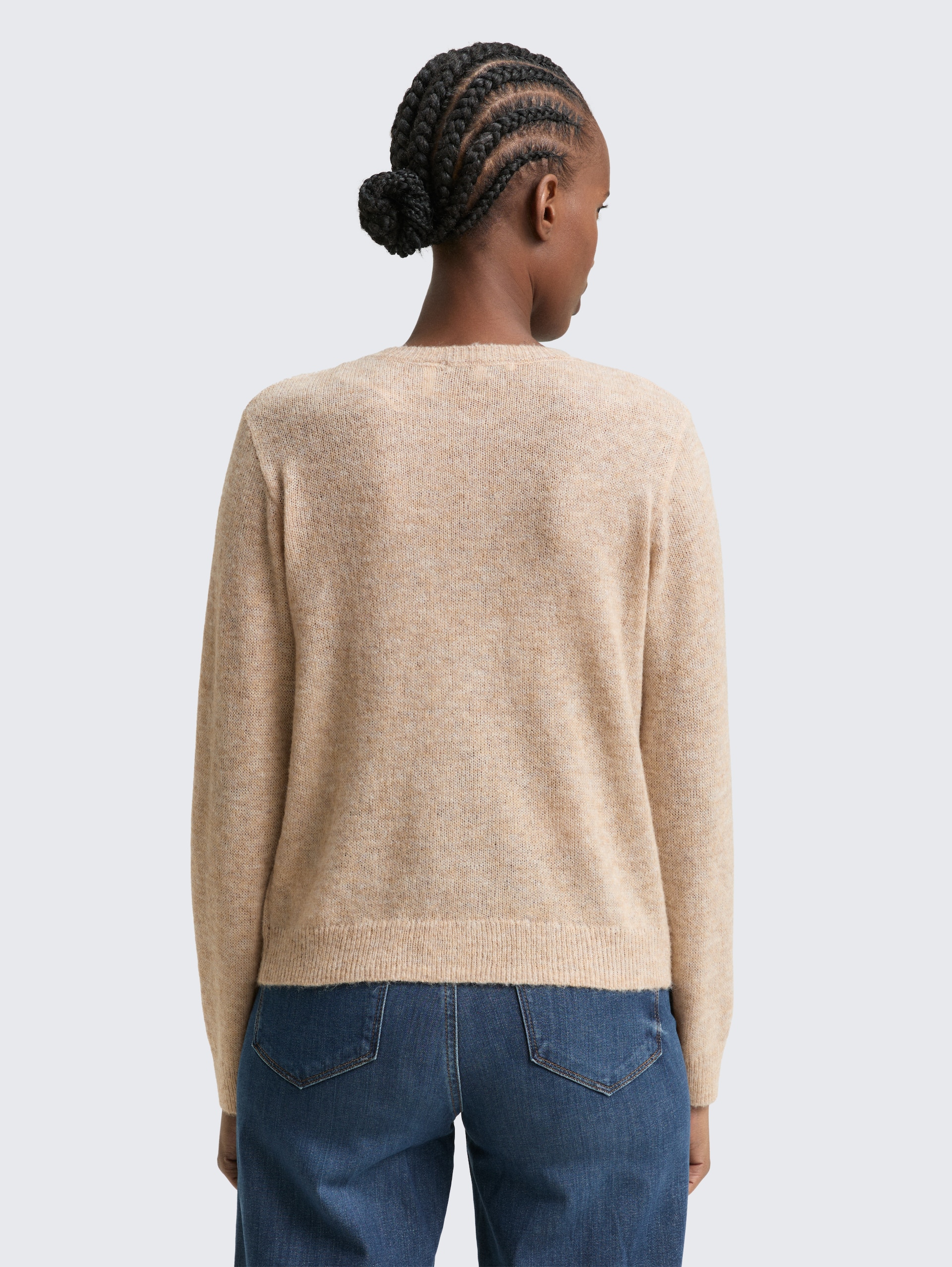 Cardigan à col rond - intense beige melange
