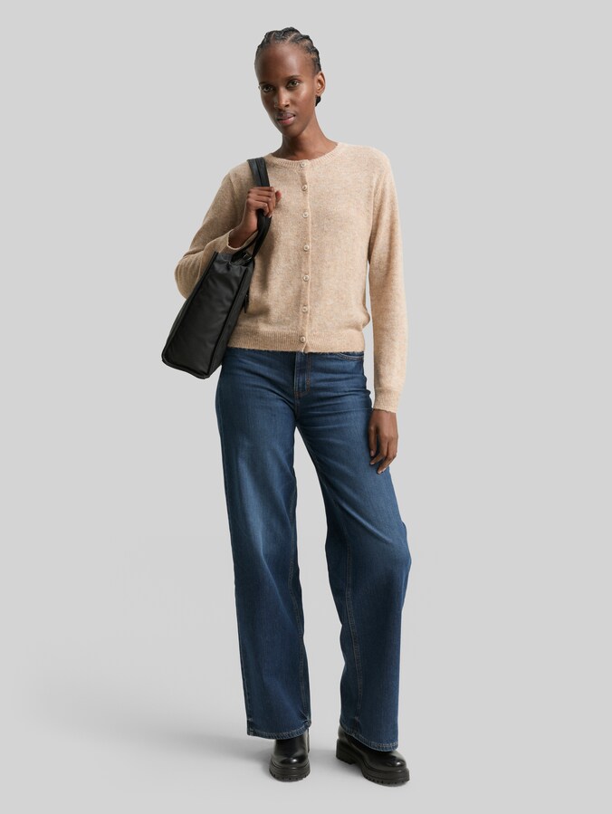 Vest met ronde hals door Denim Female, intense beige melange
