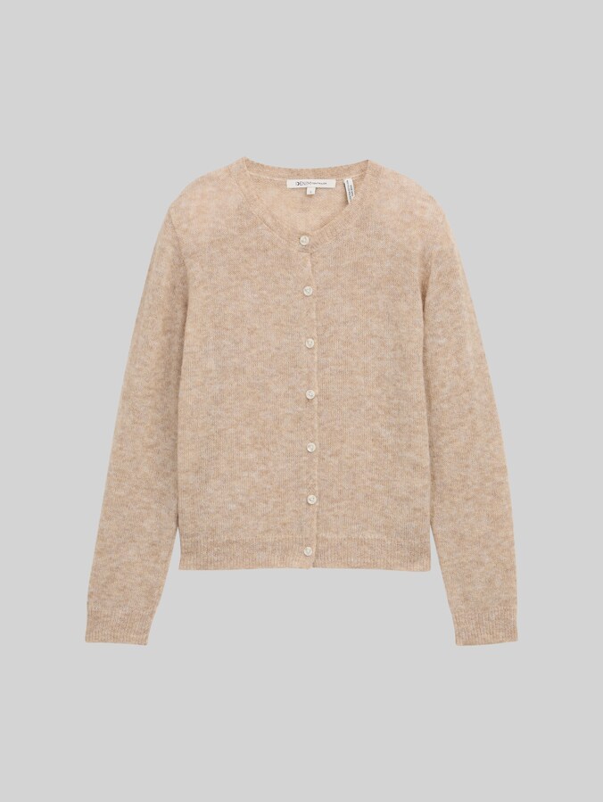Cardigan with a round neckline by Denim Female, intense beige melange