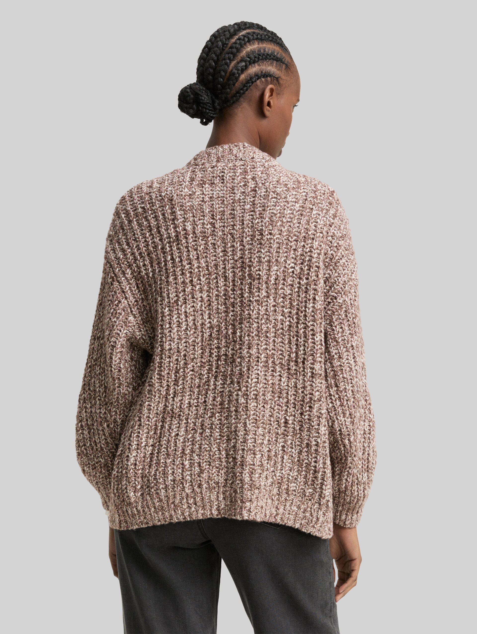 Relaxed Fit Cardigan in Melange-Optik - brown neps