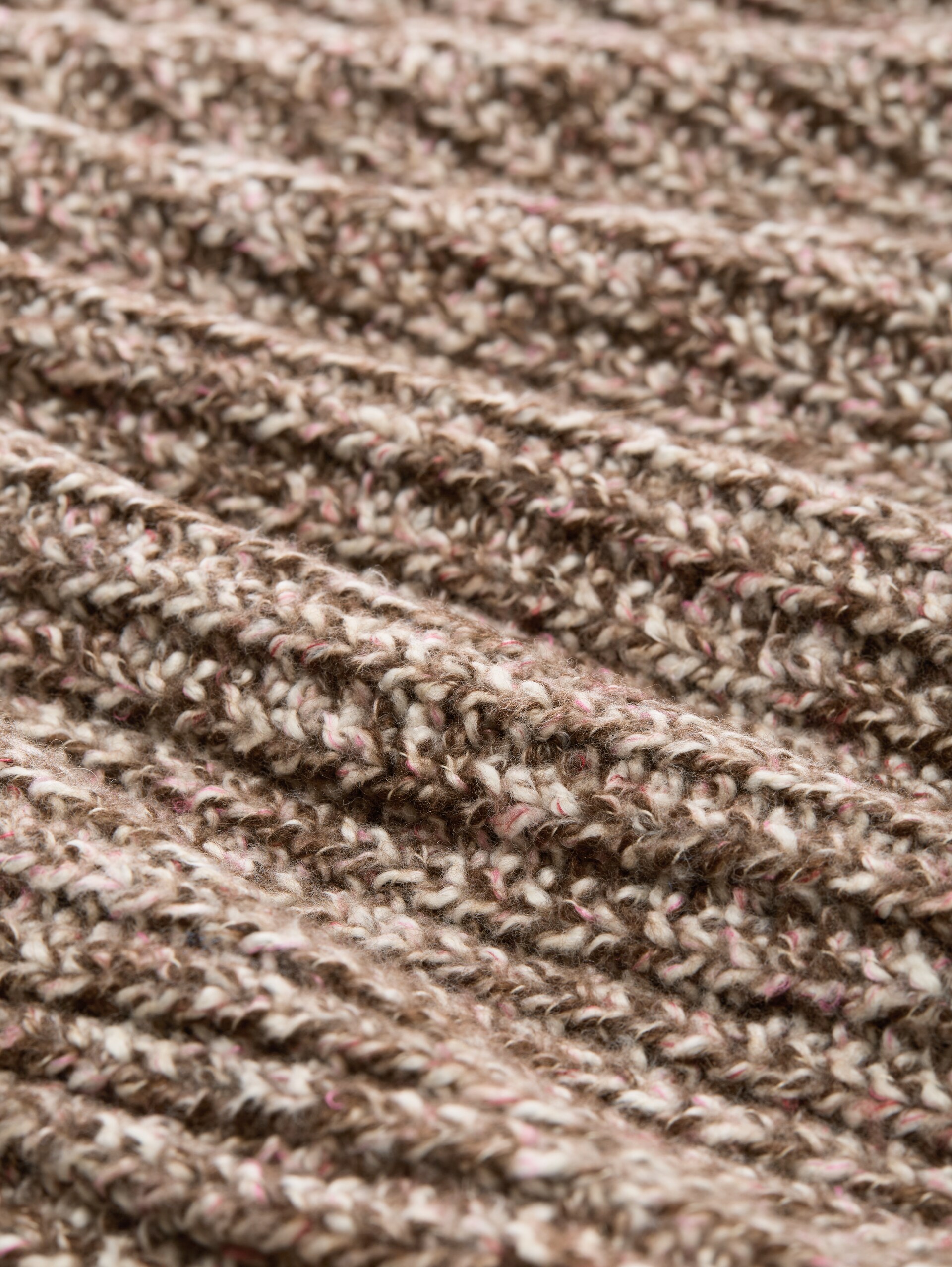 Relaxed Fit Cardigan in Melange-Optik - brown neps - Material-Ansicht