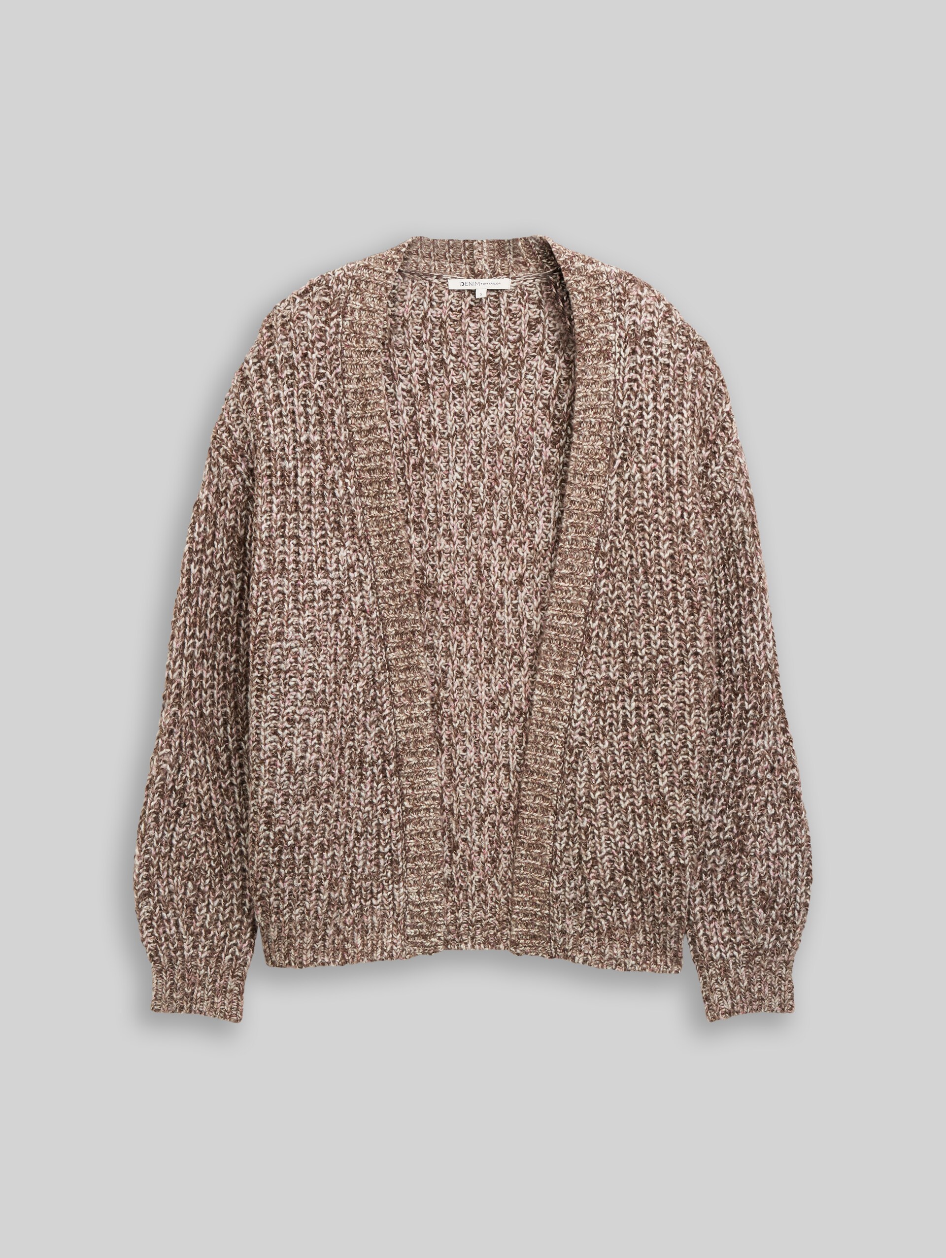Relaxed Fit Cardigan in Melange-Optik - brown neps