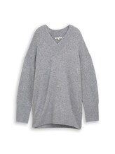 Nicht ausgewählt, Longstyle Strickpullover mit V-Ausschnitt von , grau