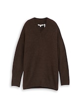 Ausgewählt, Longstyle Strickpullover mit V-Ausschnitt von Tom Tailor, braun