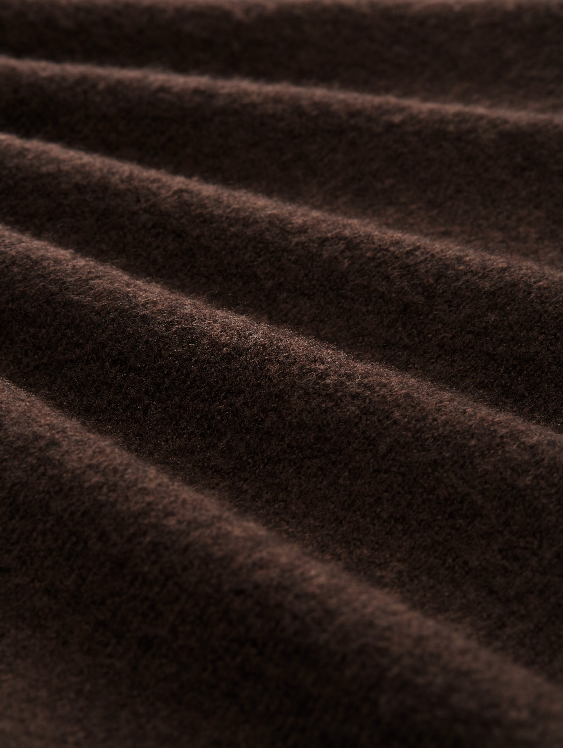 Longstyle Strickpullover mit V-Ausschnitt - soft chocolate brown melange - Material-Ansicht