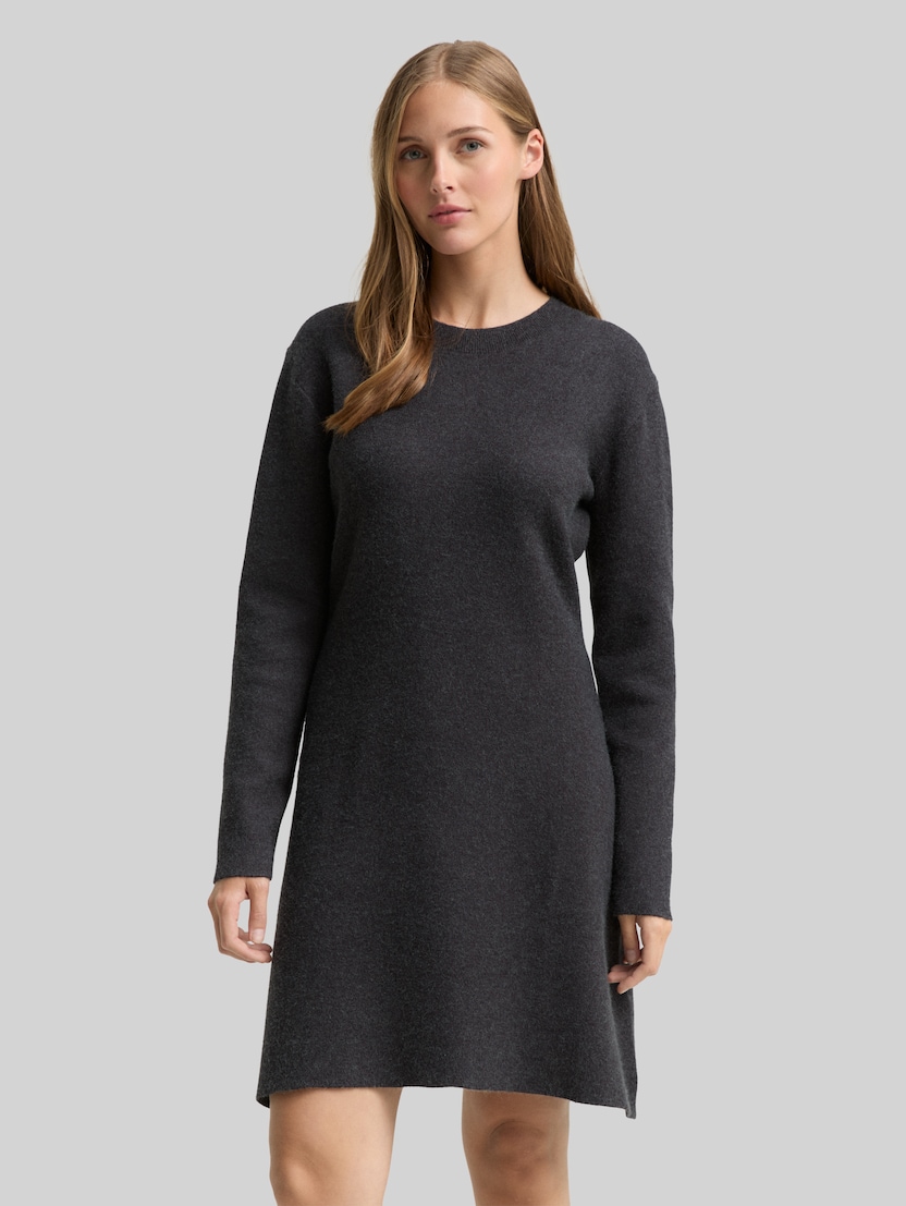 Mini skater knit dress by Denim Female, Shale Grey Melange