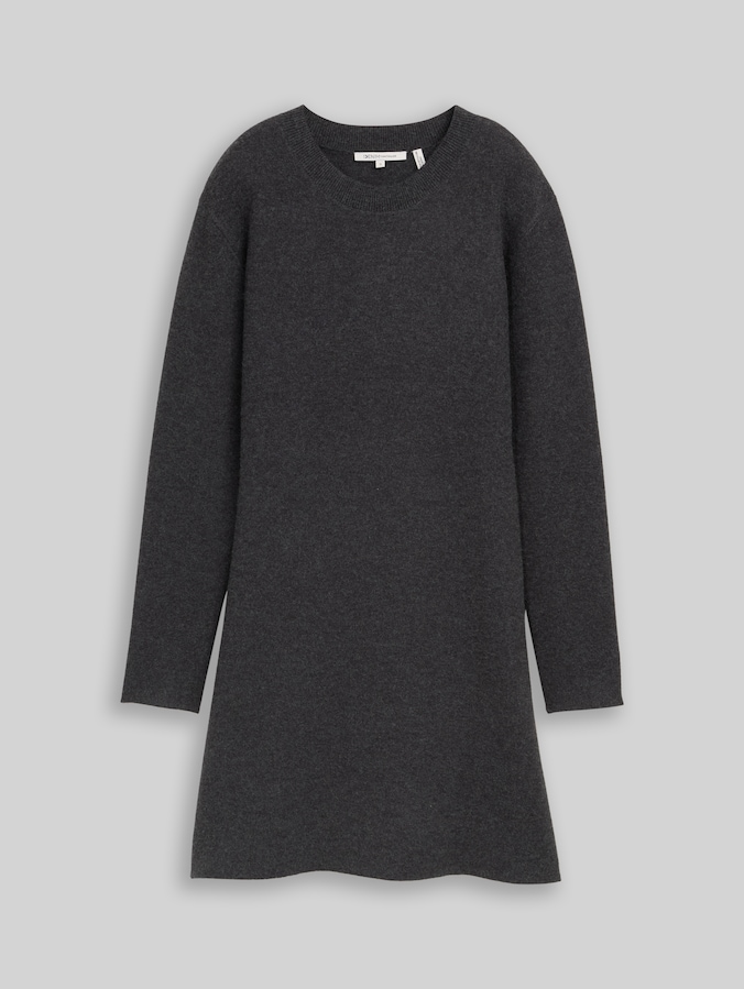 Mini Skater Strickkleid von Denim Female, Shale Grey Melange