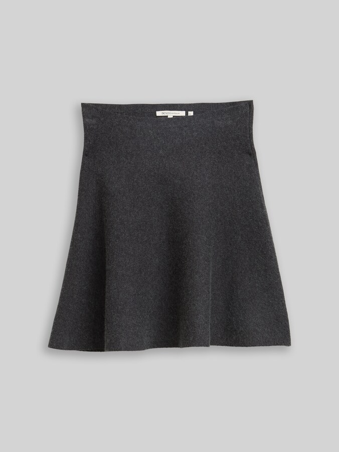 Mini Skater Strickrock von Denim Female, Shale Grey Melange