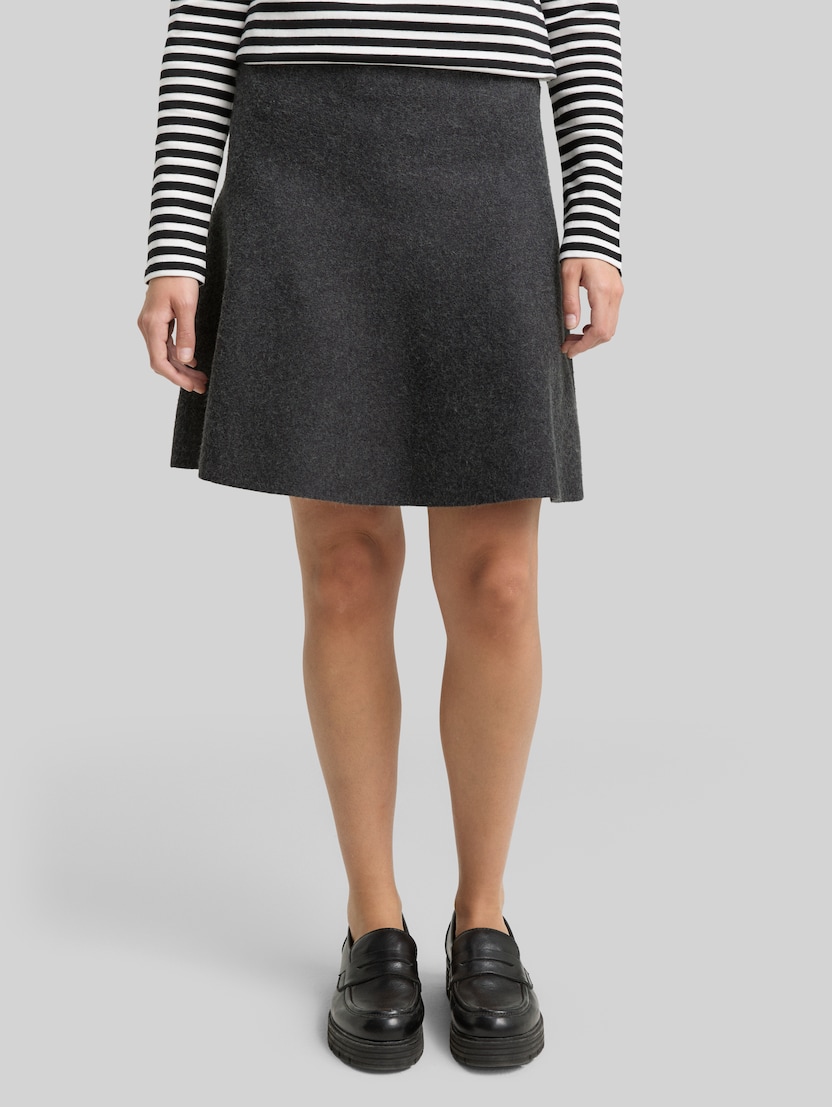 Mini skater knit skirt by Denim Female, Shale Grey Melange