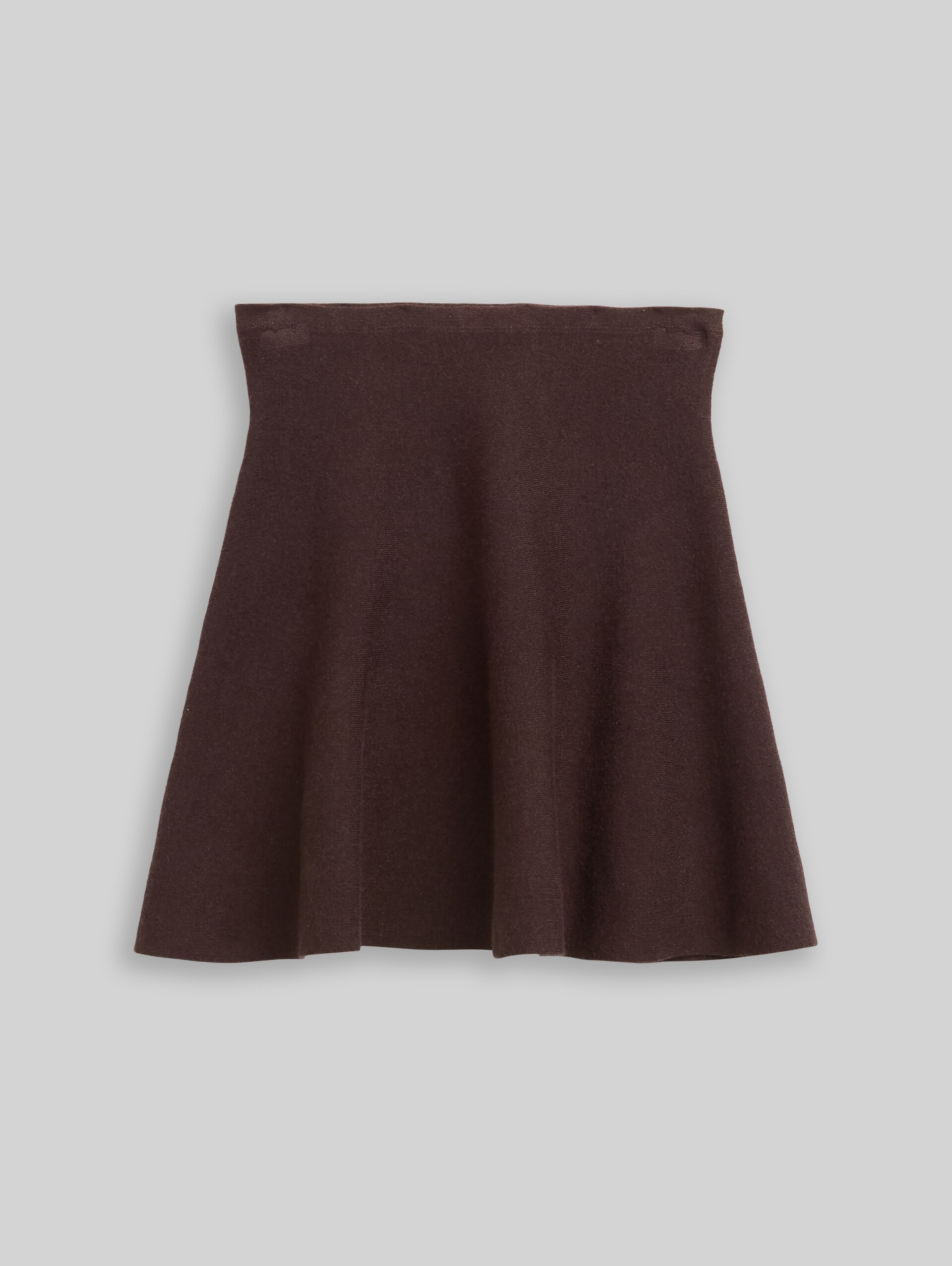 Mini skater knit skirt - soft chocolate brown melange - Front product view