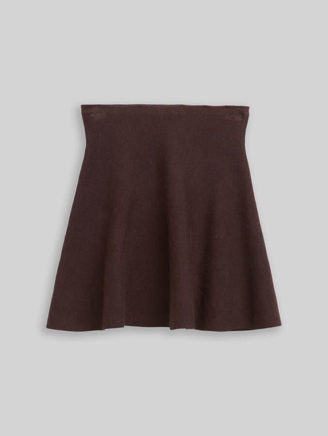 Mini-jupe patineuse en maille par Denim Female, soft chocolate brown melange