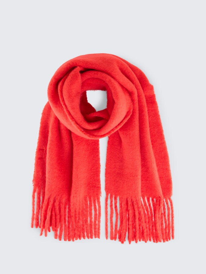 Scarf with Fringes by Denim Female, brilliant red