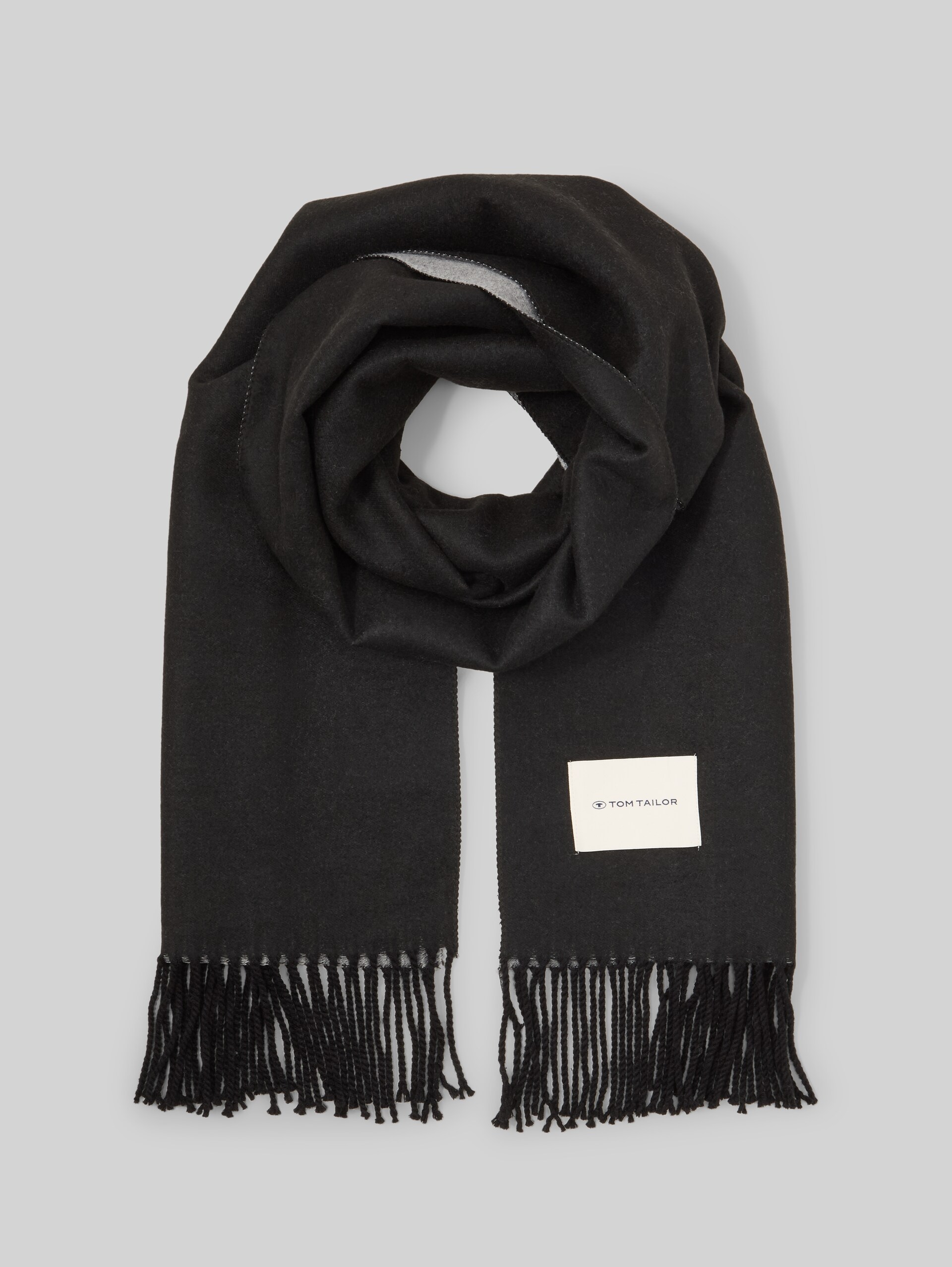Schal mit Fransen - deep black - Vorder-Produkt-Ansicht
